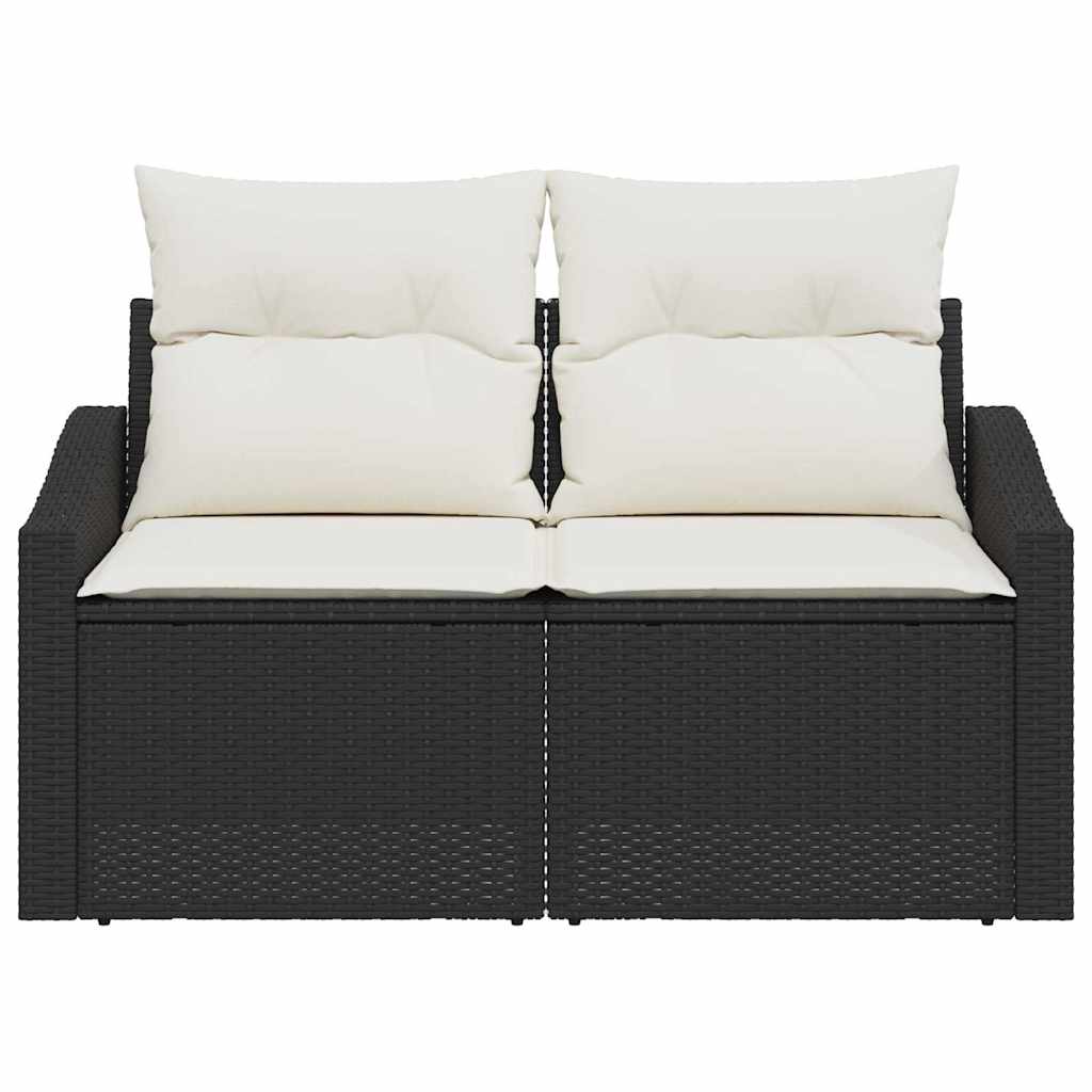 Hagemøbelsofa med pute Svart 123 x 62 x 69cm polyrotting