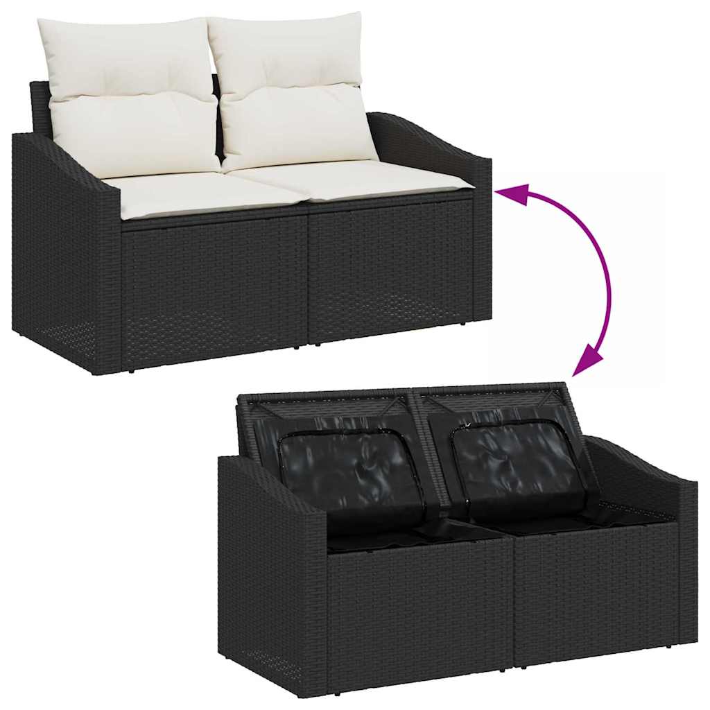 Hagemøbelsofa med pute Svart 123 x 62 x 69cm polyrotting