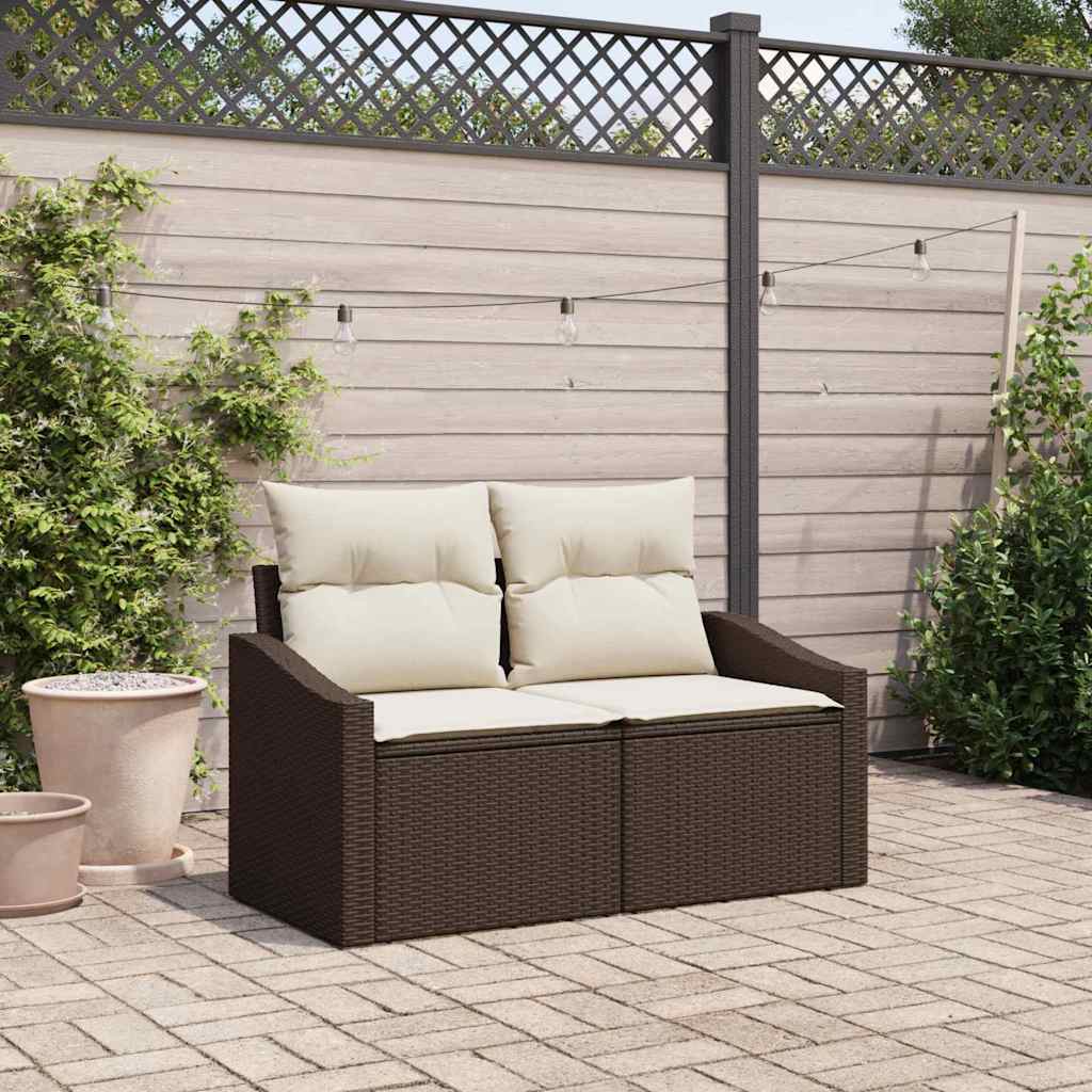 Hagemøbelsofa med pute Brun 123 x 62 x 69cm polyrotting