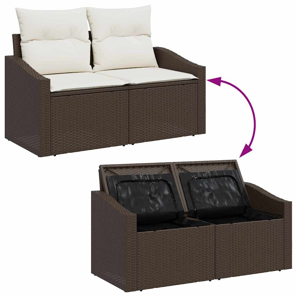 Hagemøbelsofa med pute Brun 123 x 62 x 69cm polyrotting