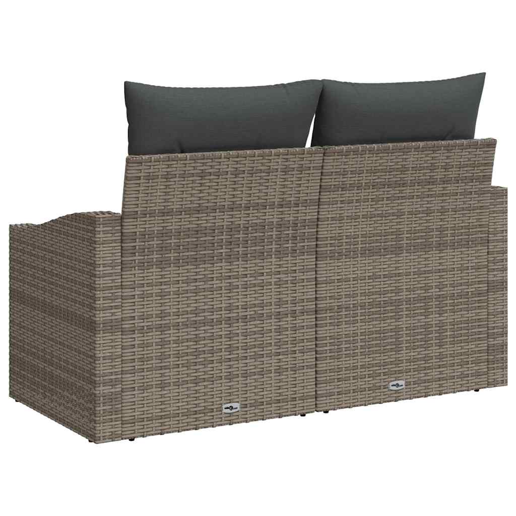 Hagemøbelsofa med pute Grå 123 x 62 x 69cm polyrotting