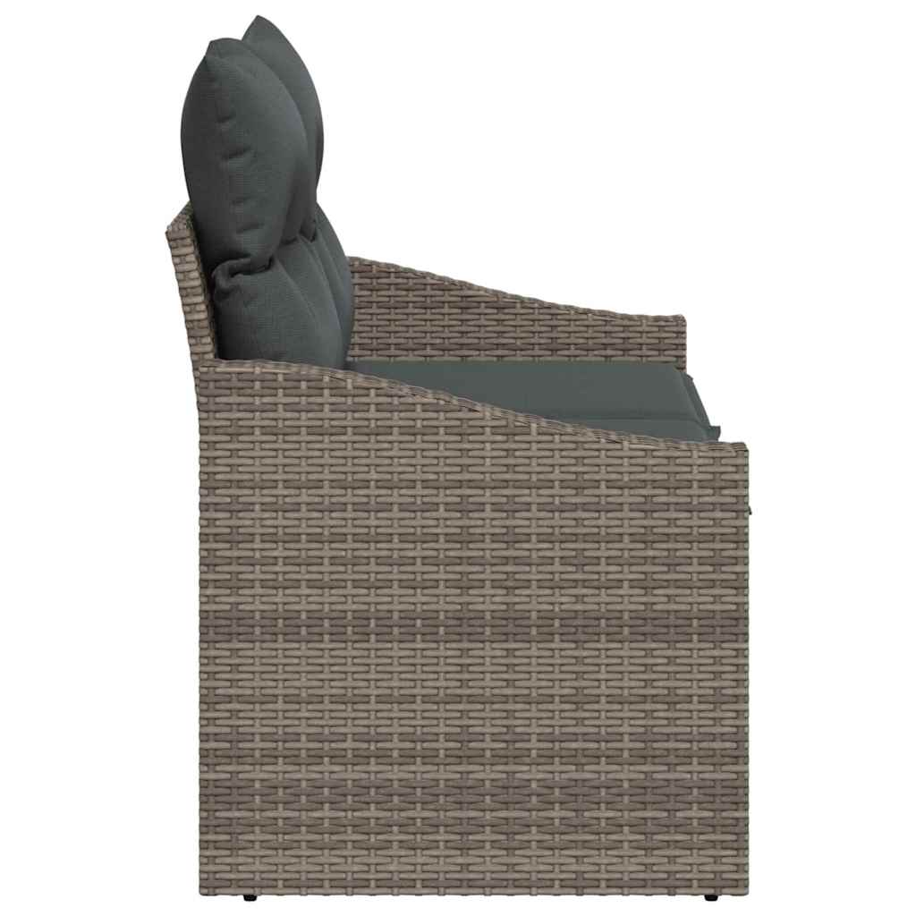 Hagemøbelsofa med pute Grå 123 x 62 x 69cm polyrotting