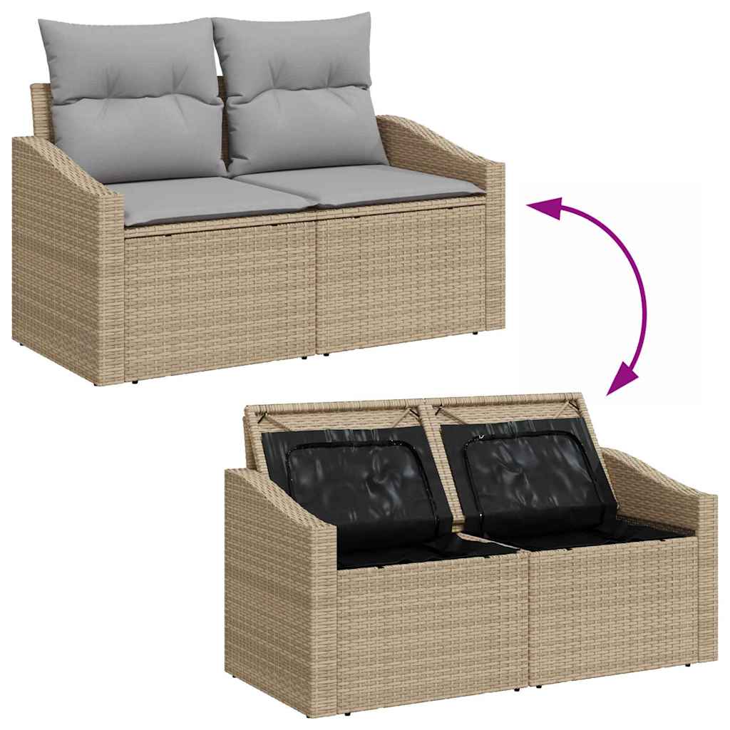 Hagemøbelsofa med pute Beige 123 x 62 x 69cm polyrotting
