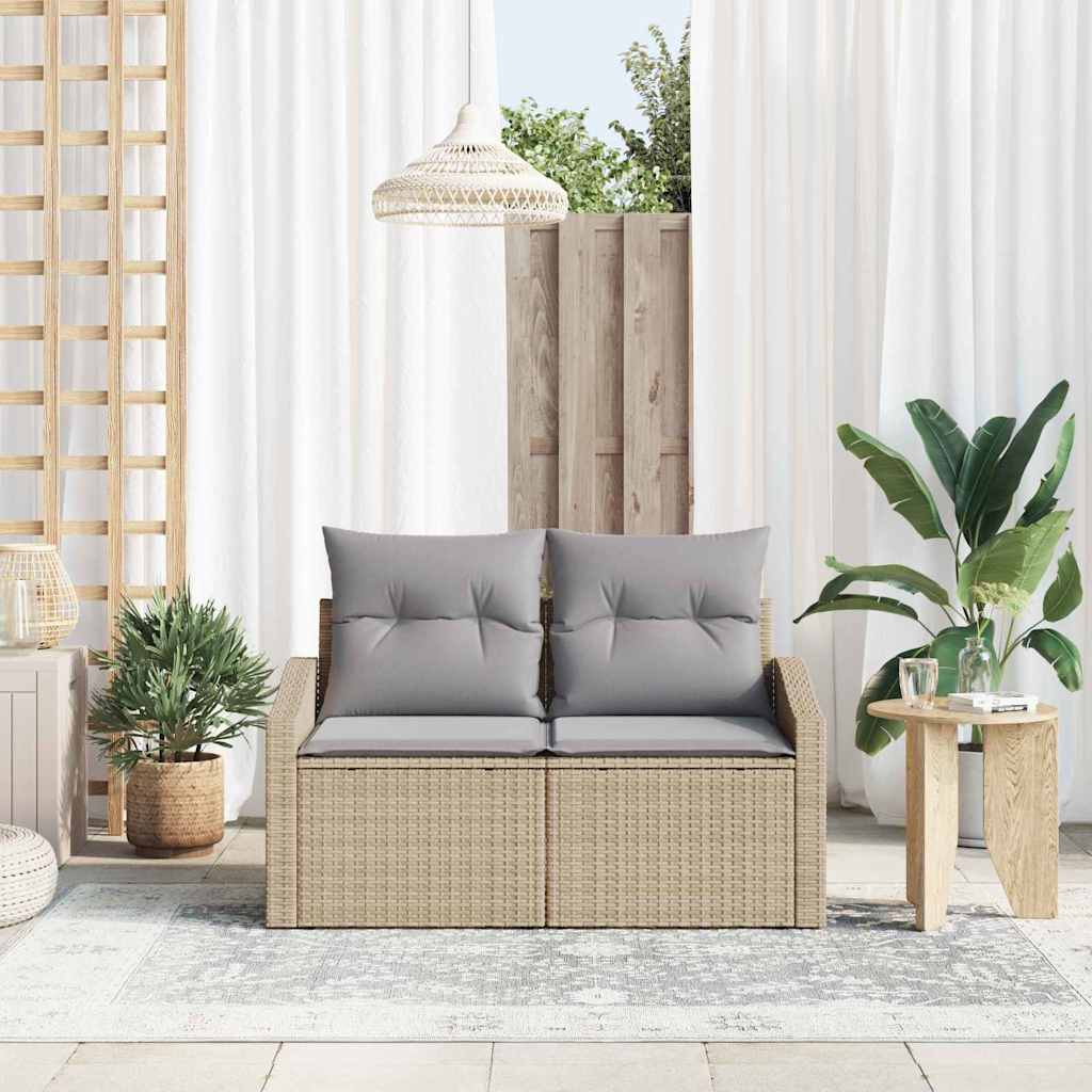 Hagemøbelsofa med pute Beige 123 x 62 x 69cm polyrotting