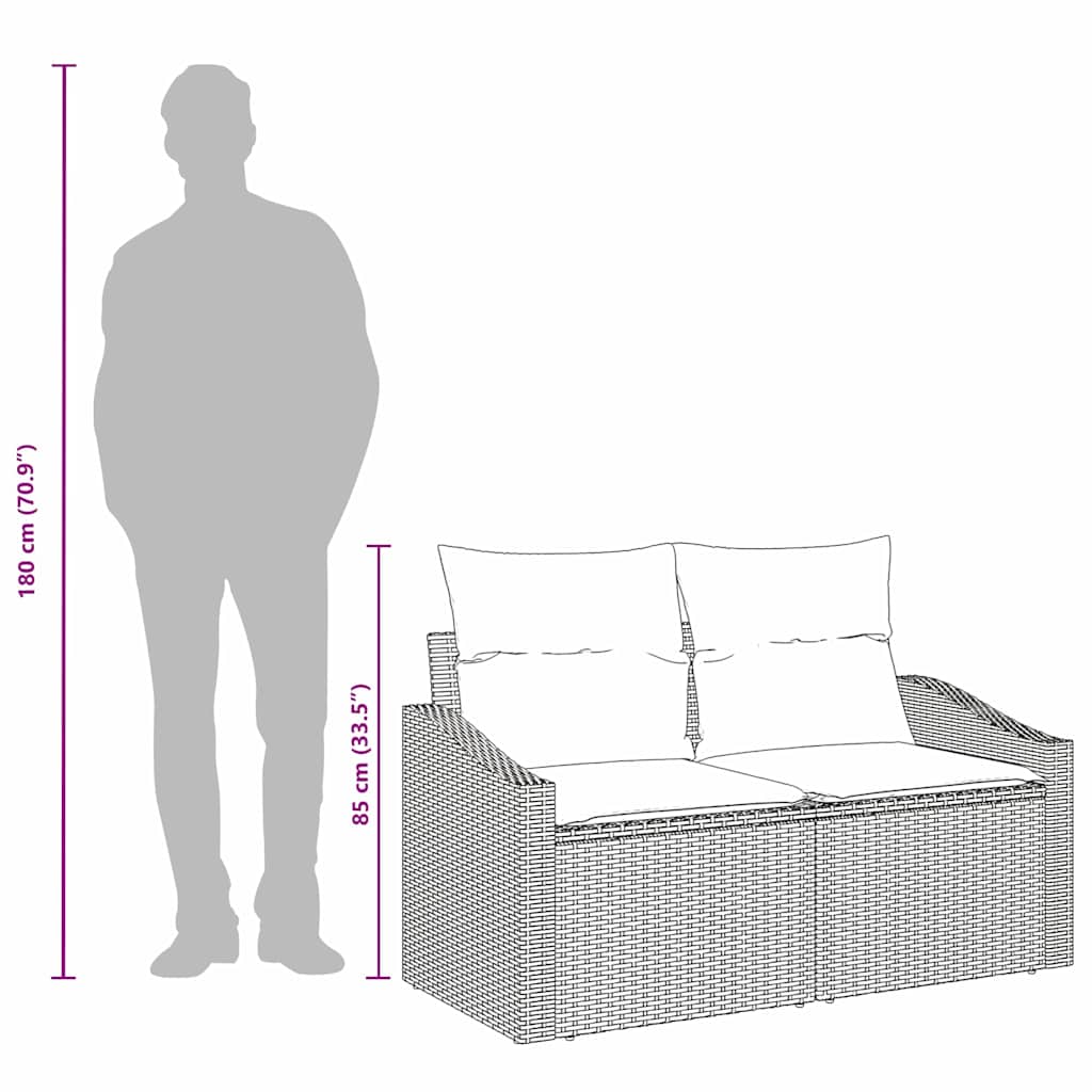 Hagemøbelsofa med pute Beige 123 x 62 x 69cm polyrotting