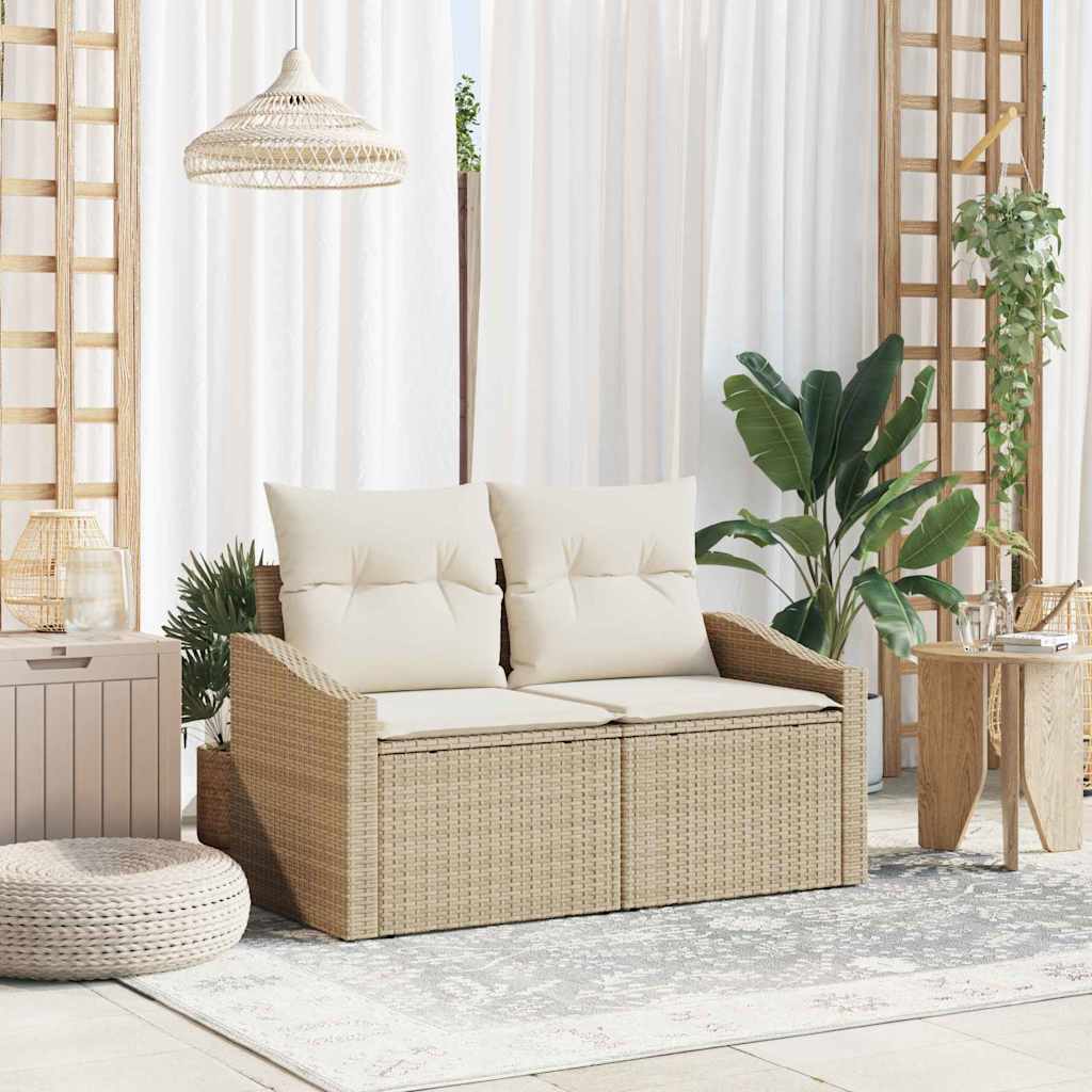 Hagemøbelsofa med pute Beige 123 x 62 x 69cm polyrotting