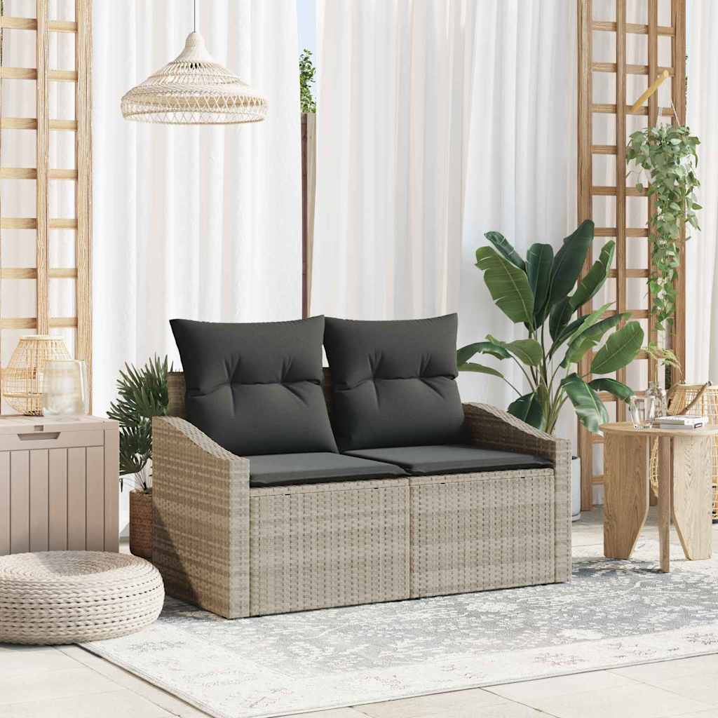 Hagemøbelsofa med pute Grå 123 x 62 x 69cm polyrotting