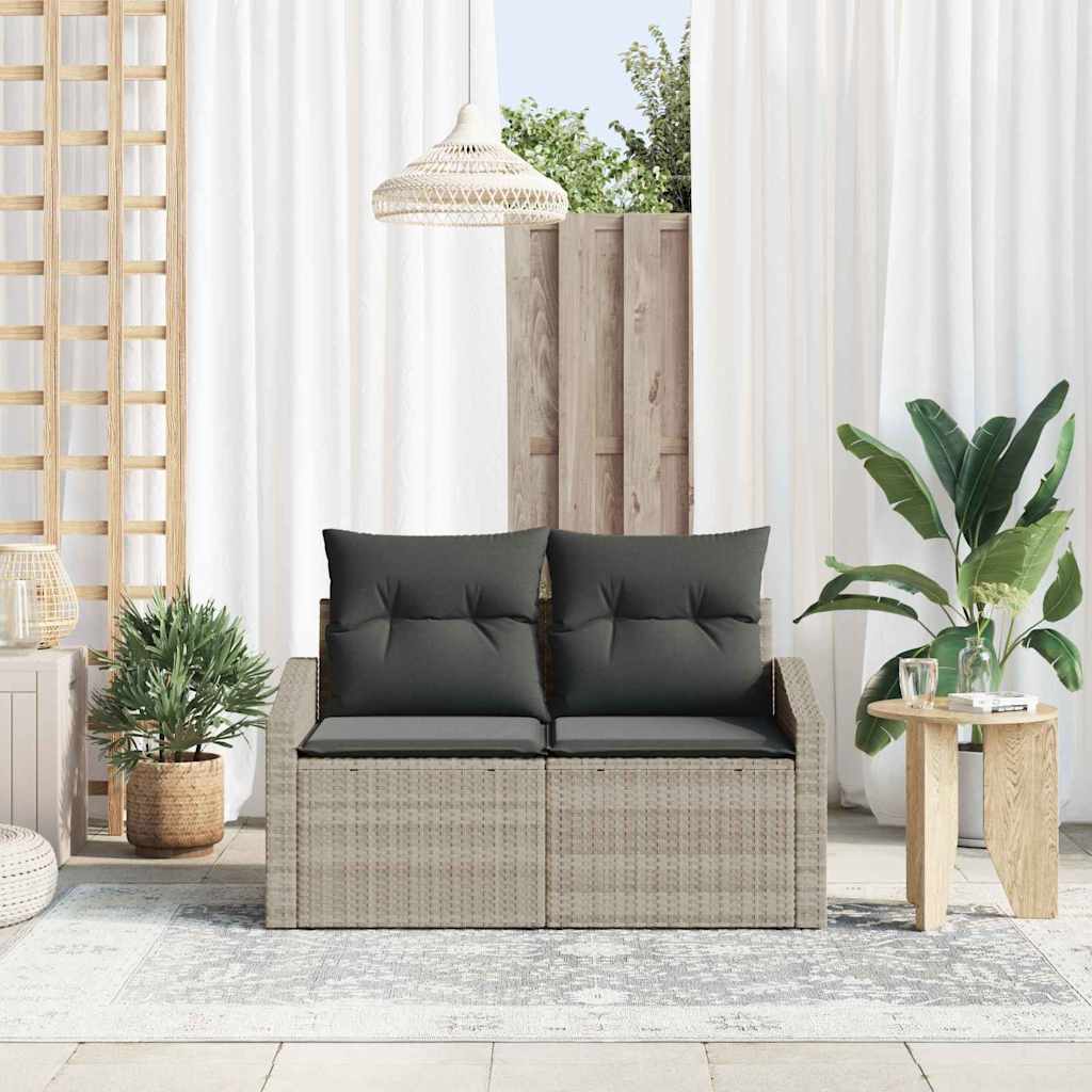 Hagemøbelsofa med pute Grå 123 x 62 x 69cm polyrotting