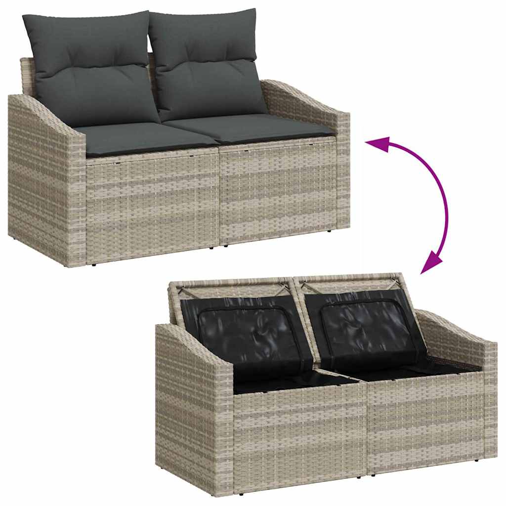 Hagemøbelsofa med pute Grå 123 x 62 x 69cm polyrotting