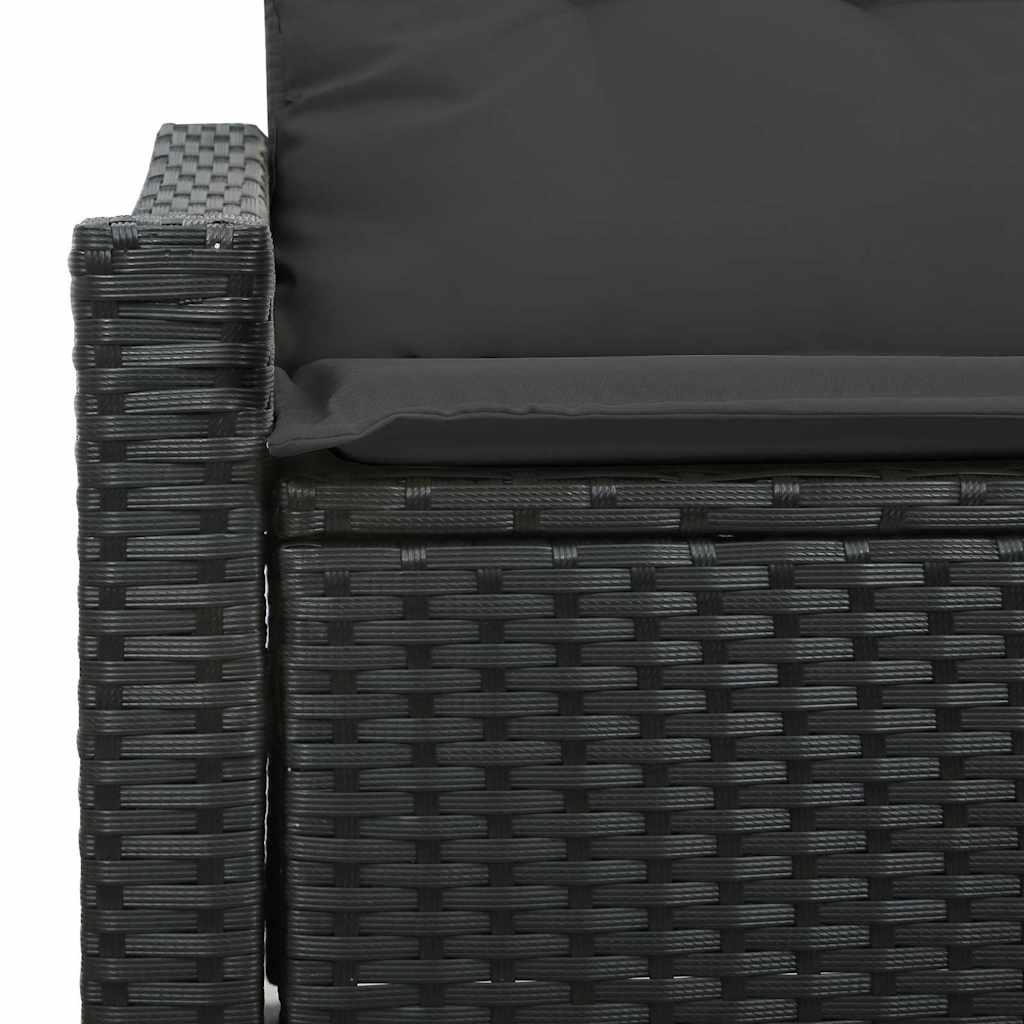 Hagemøbelsofa med pute Svart 123 x 62 x 69cm polyrotting
