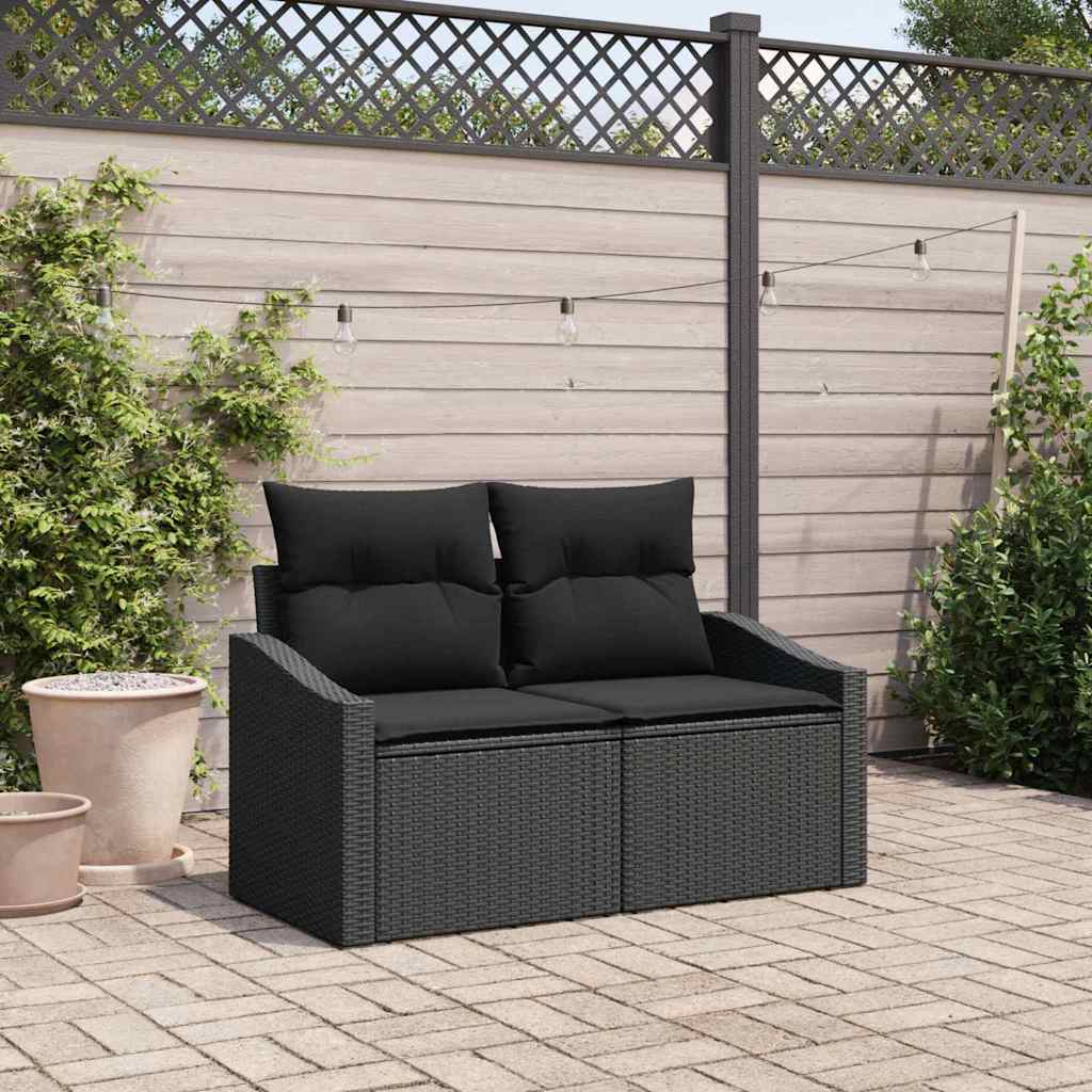 Hagemøbelsofa med pute Svart 123 x 62 x 69cm polyrotting