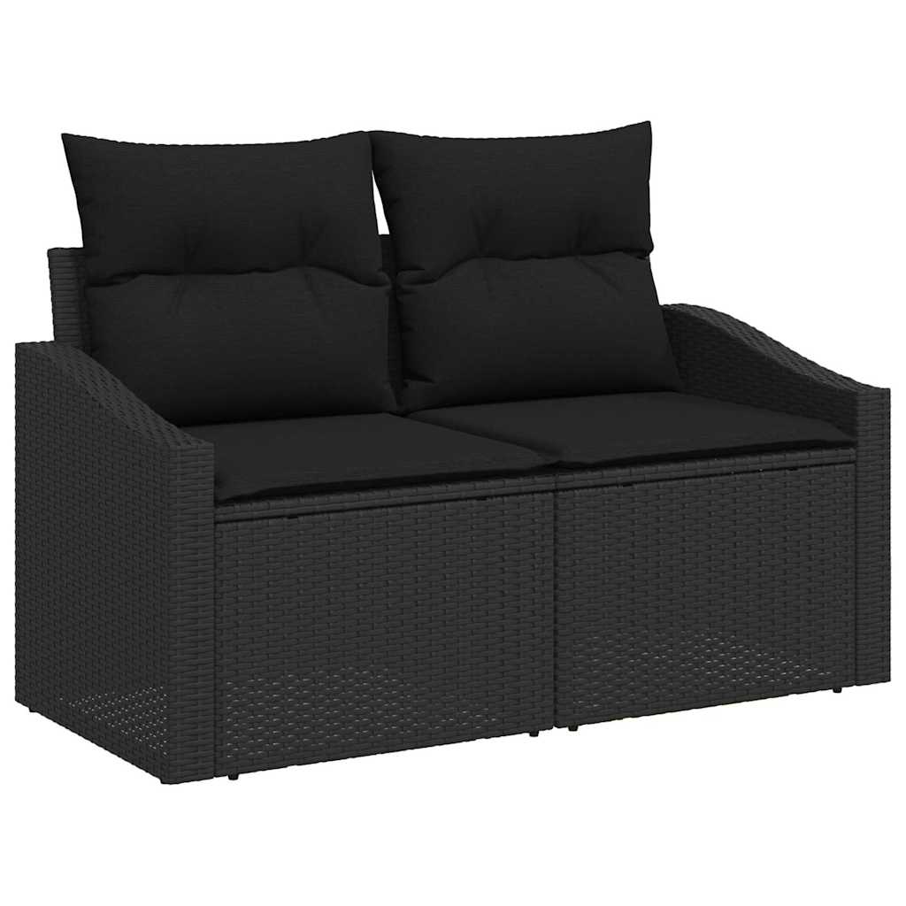 Hagemøbelsofa med pute Svart 123 x 62 x 69cm polyrotting