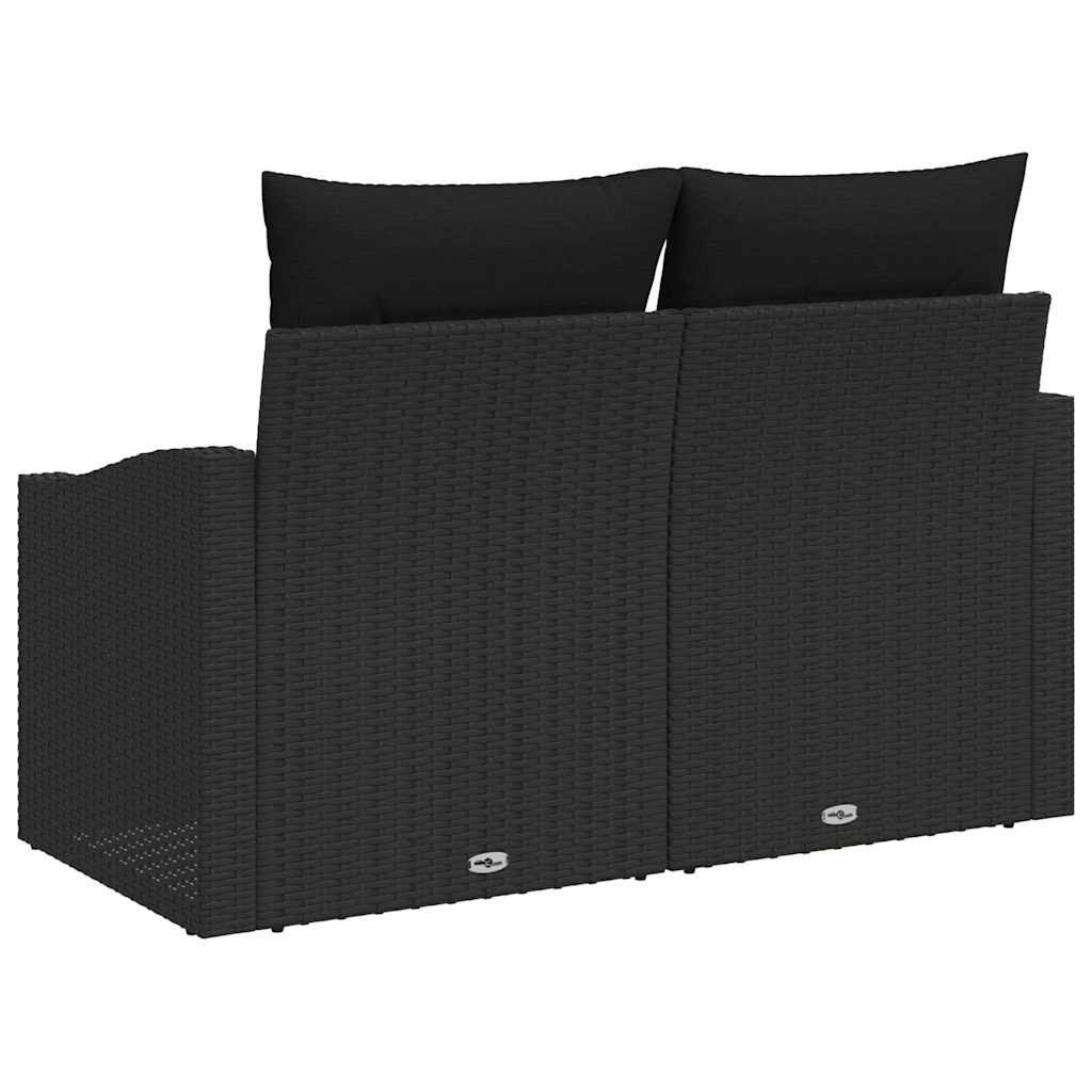 Hagemøbelsofa med pute Svart 123 x 62 x 69cm polyrotting