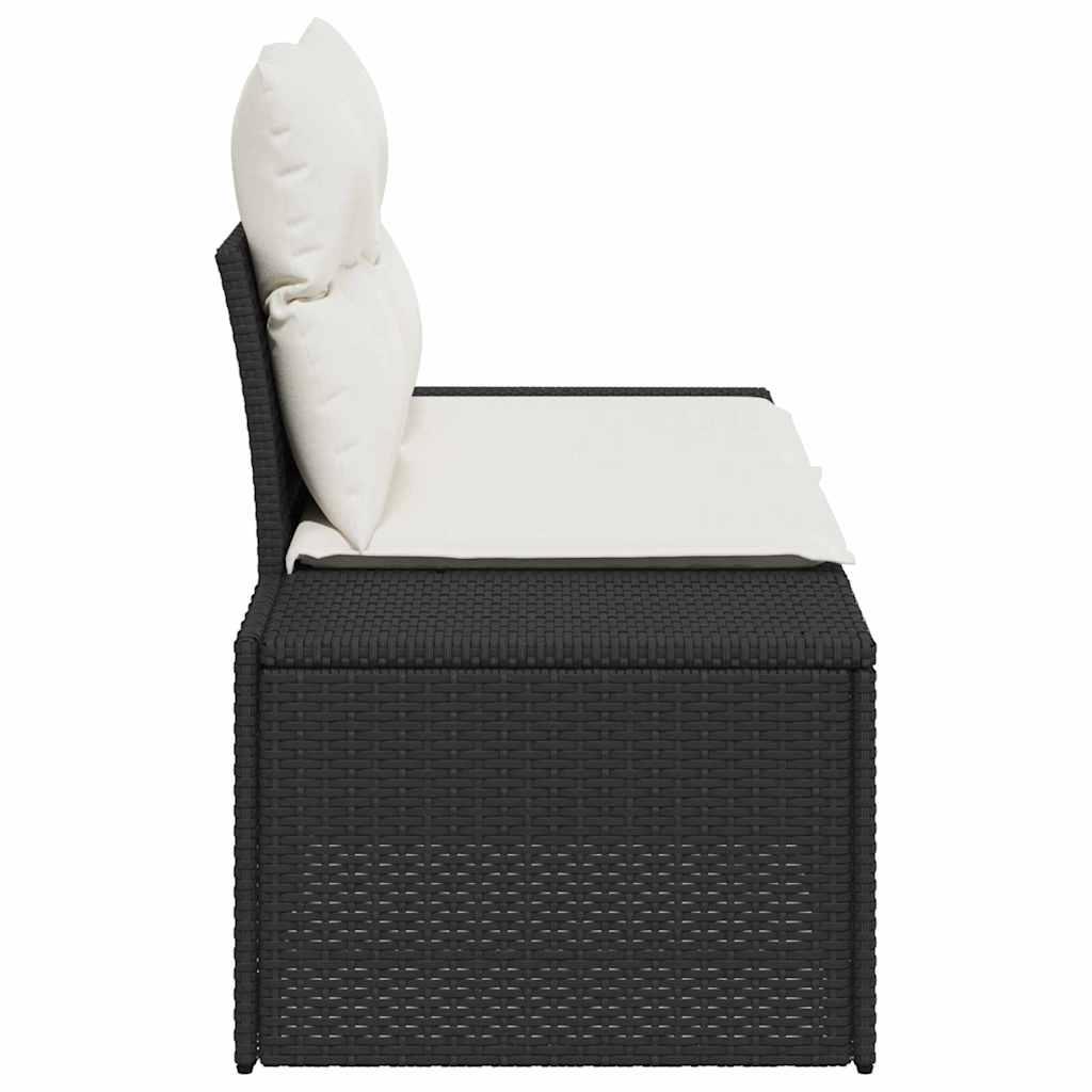Hagemøbelsofa med pute Svart 123 x 62 x 69cm polyrotting