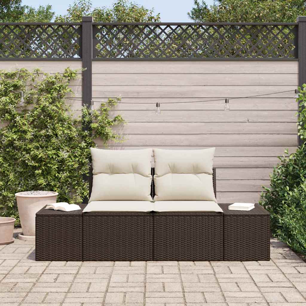 Hagemøbelsofa med pute Brun 123 x 62 x 69cm polyrotting