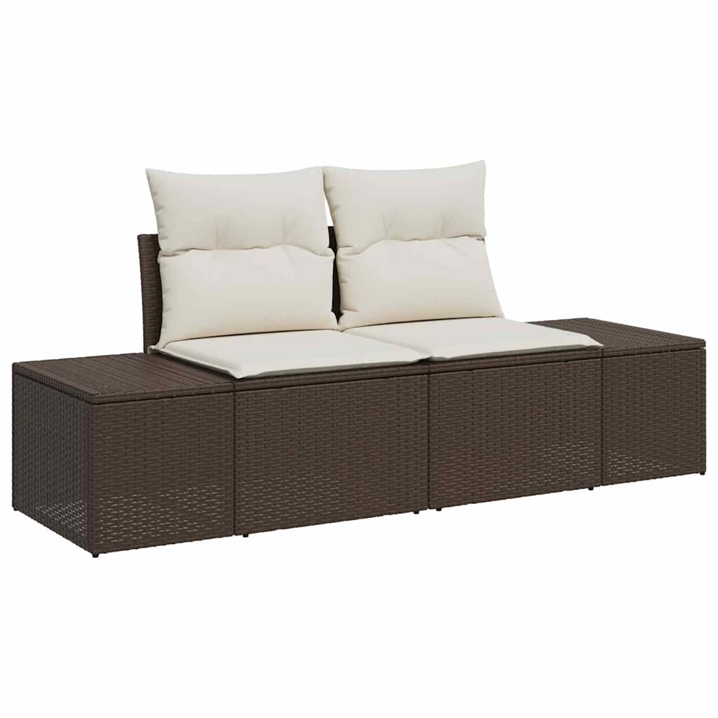 Hagemøbelsofa med pute Brun 123 x 62 x 69cm polyrotting