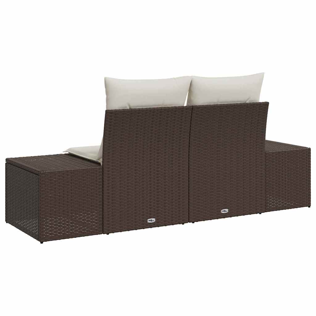 Hagemøbelsofa med pute Brun 123 x 62 x 69cm polyrotting