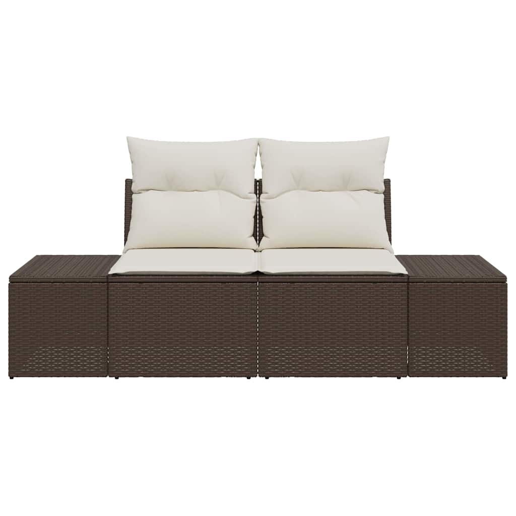 Hagemøbelsofa med pute Brun 123 x 62 x 69cm polyrotting
