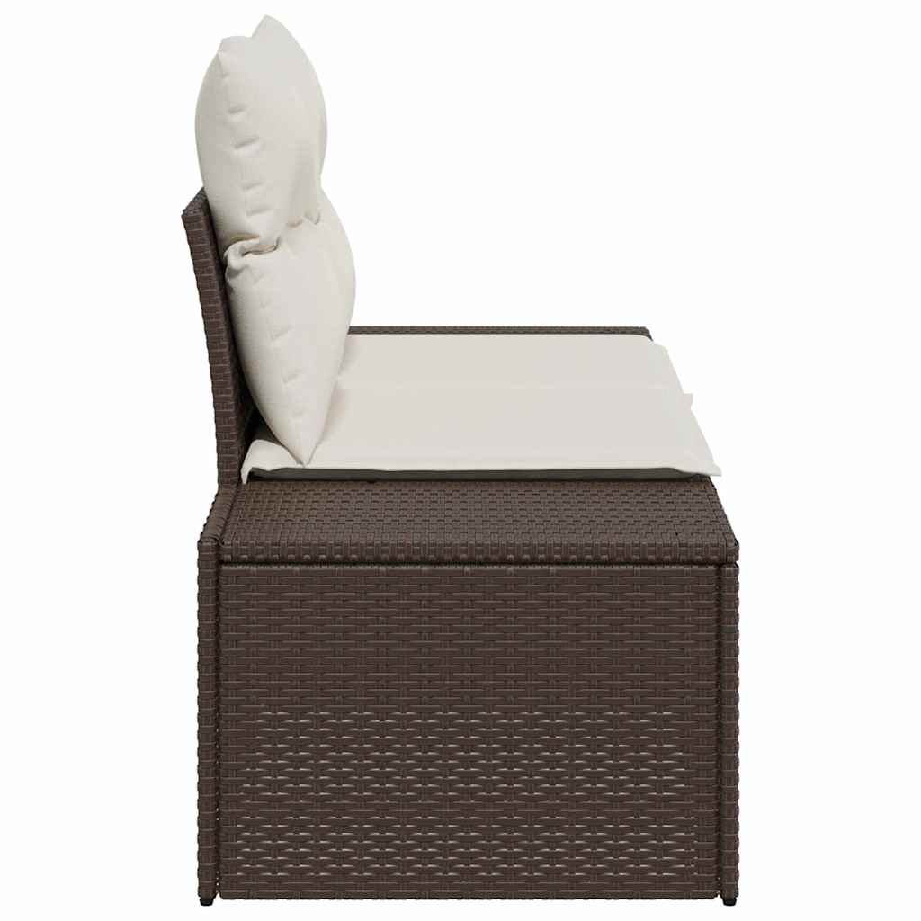Hagemøbelsofa med pute Brun 123 x 62 x 69cm polyrotting