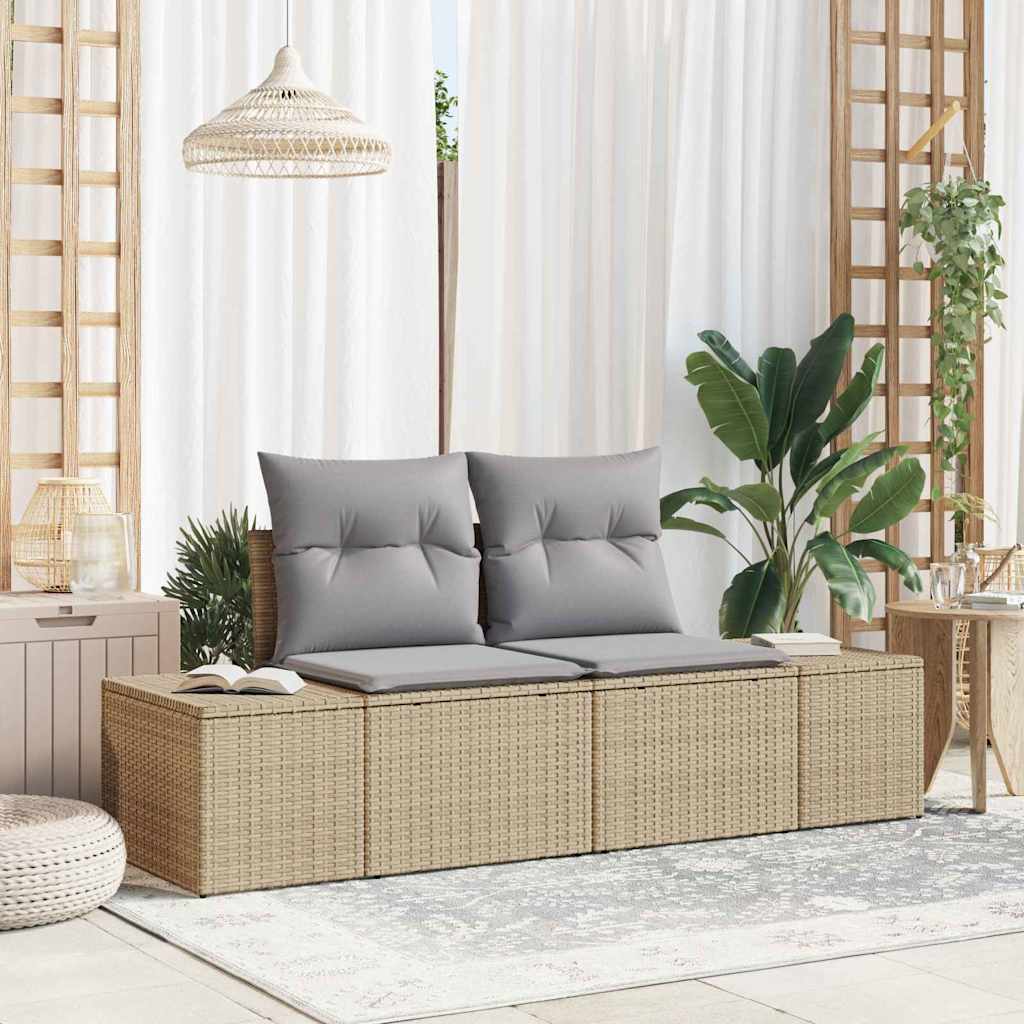 Hagemøbelsofa med pute Beige 123 x 62 x 69cm polyrotting