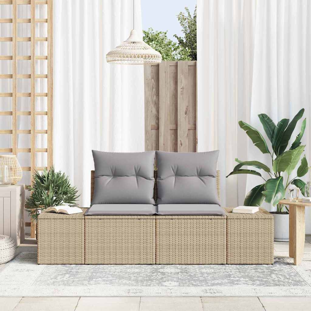 Hagemøbelsofa med pute Beige 123 x 62 x 69cm polyrotting
