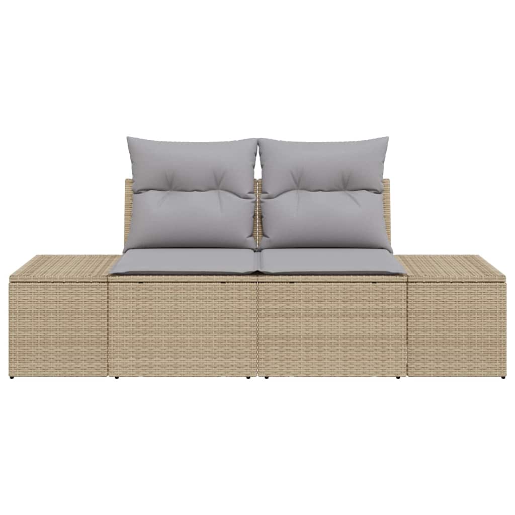 Hagemøbelsofa med pute Beige 123 x 62 x 69cm polyrotting