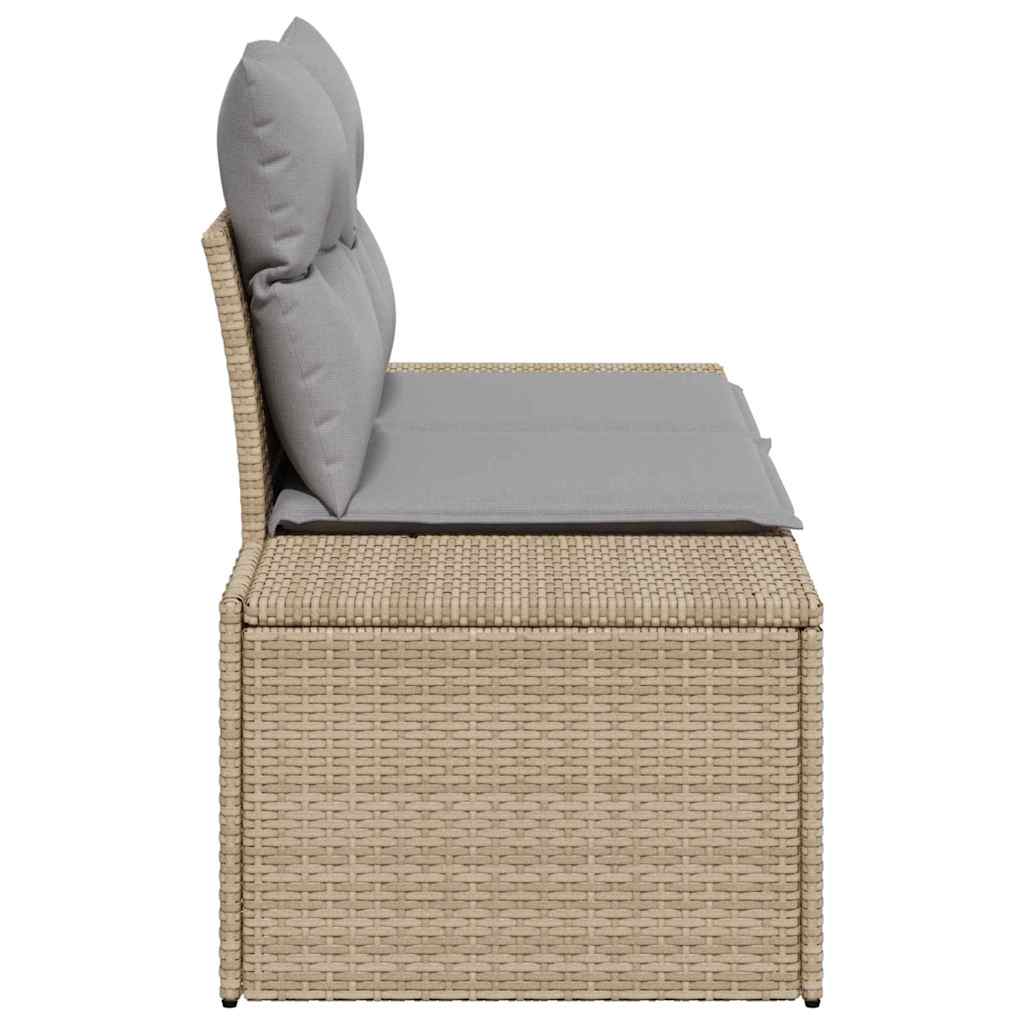 Hagemøbelsofa med pute Beige 123 x 62 x 69cm polyrotting