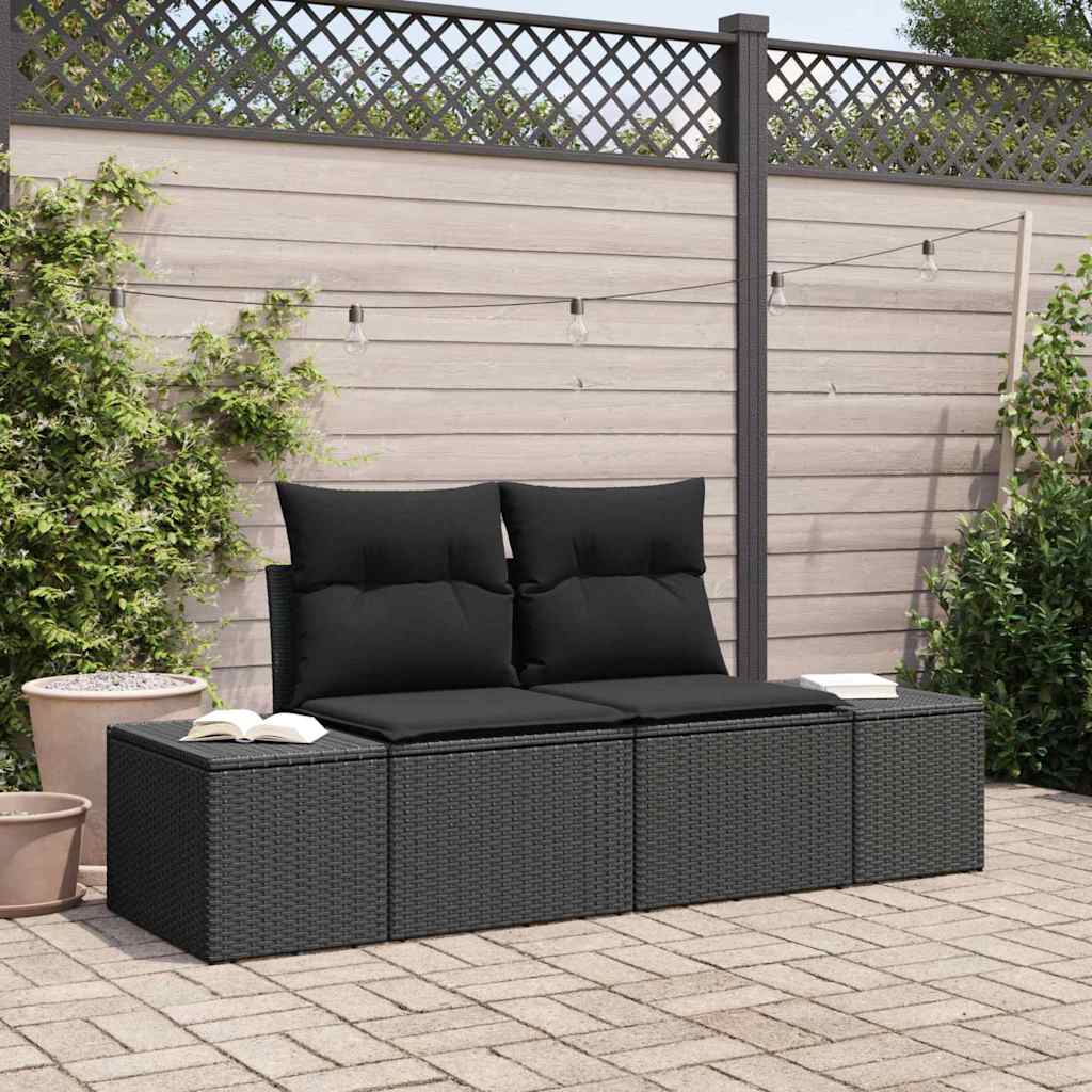 Hagemøbelsofa med pute Svart 123 x 62 x 69cm polyrotting