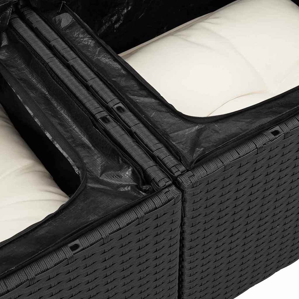 Hagemøbelsofa med pute Svart 123 x 62 x 69cm polyrotting