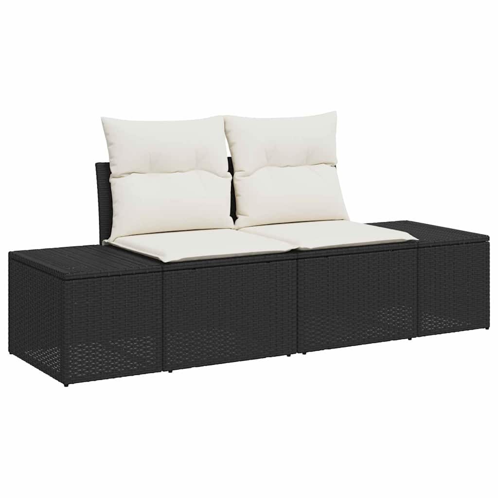 Hagemøbelsofa med pute Svart 123 x 62 x 69cm polyrotting
