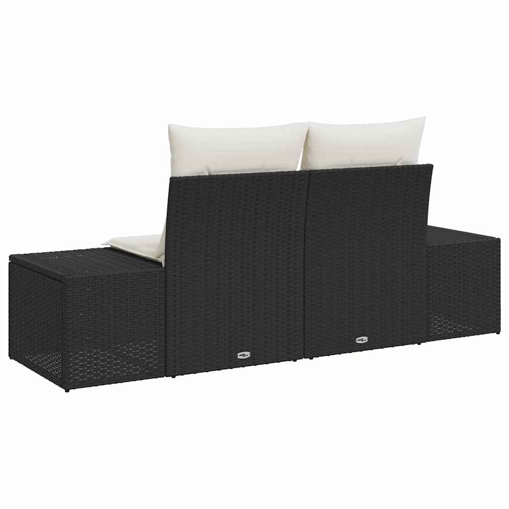 Hagemøbelsofa med pute Svart 123 x 62 x 69cm polyrotting