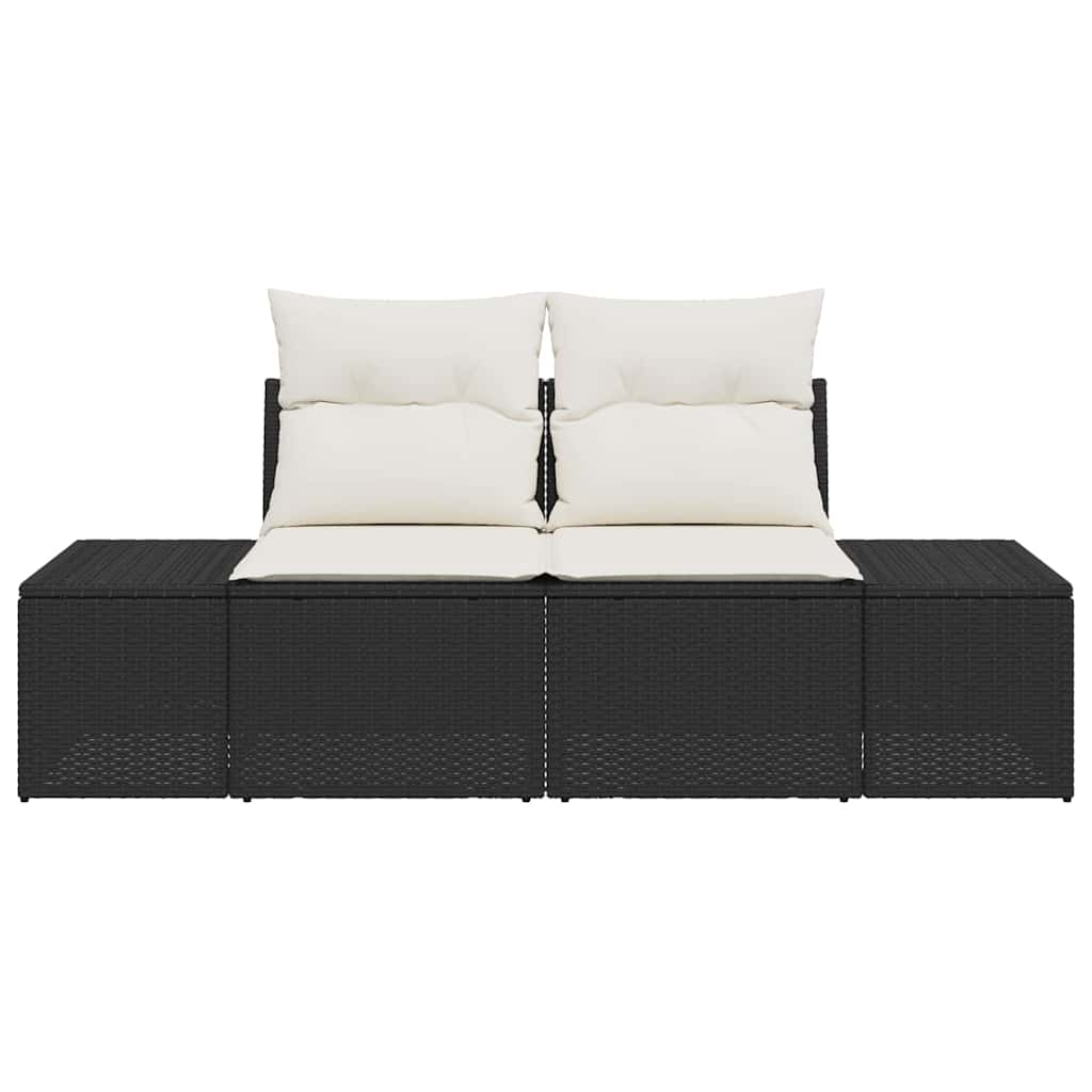 Hagemøbelsofa med pute Svart 123 x 62 x 69cm polyrotting