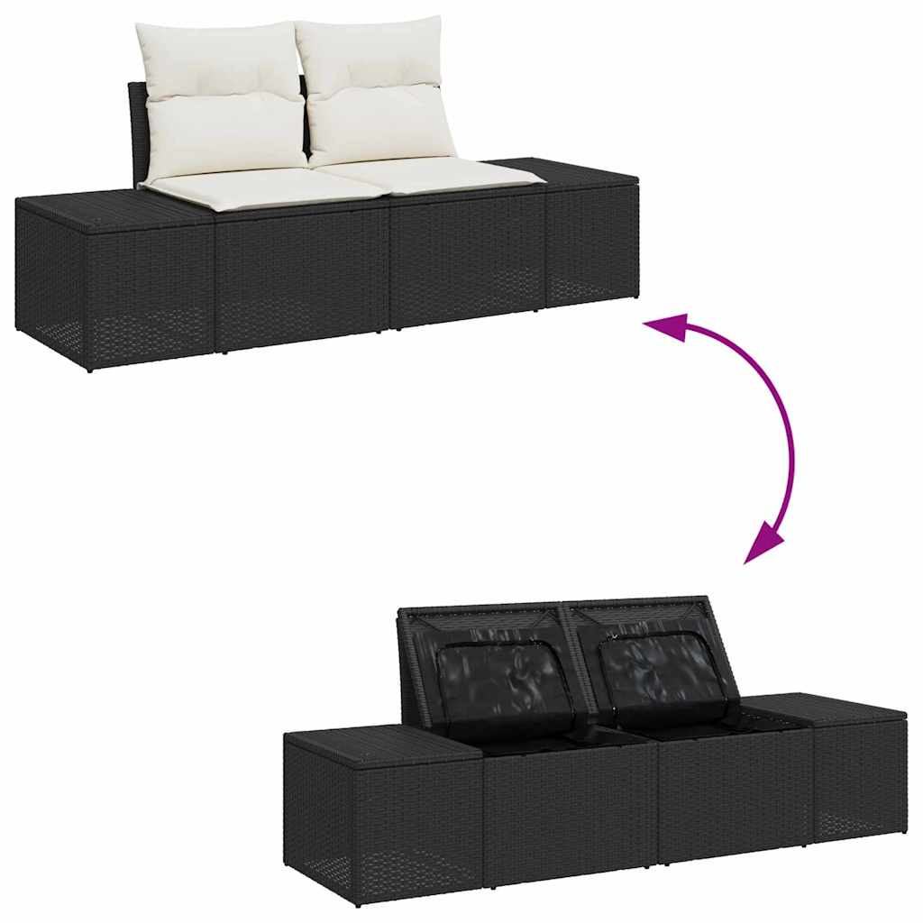 Hagemøbelsofa med pute Svart 123 x 62 x 69cm polyrotting