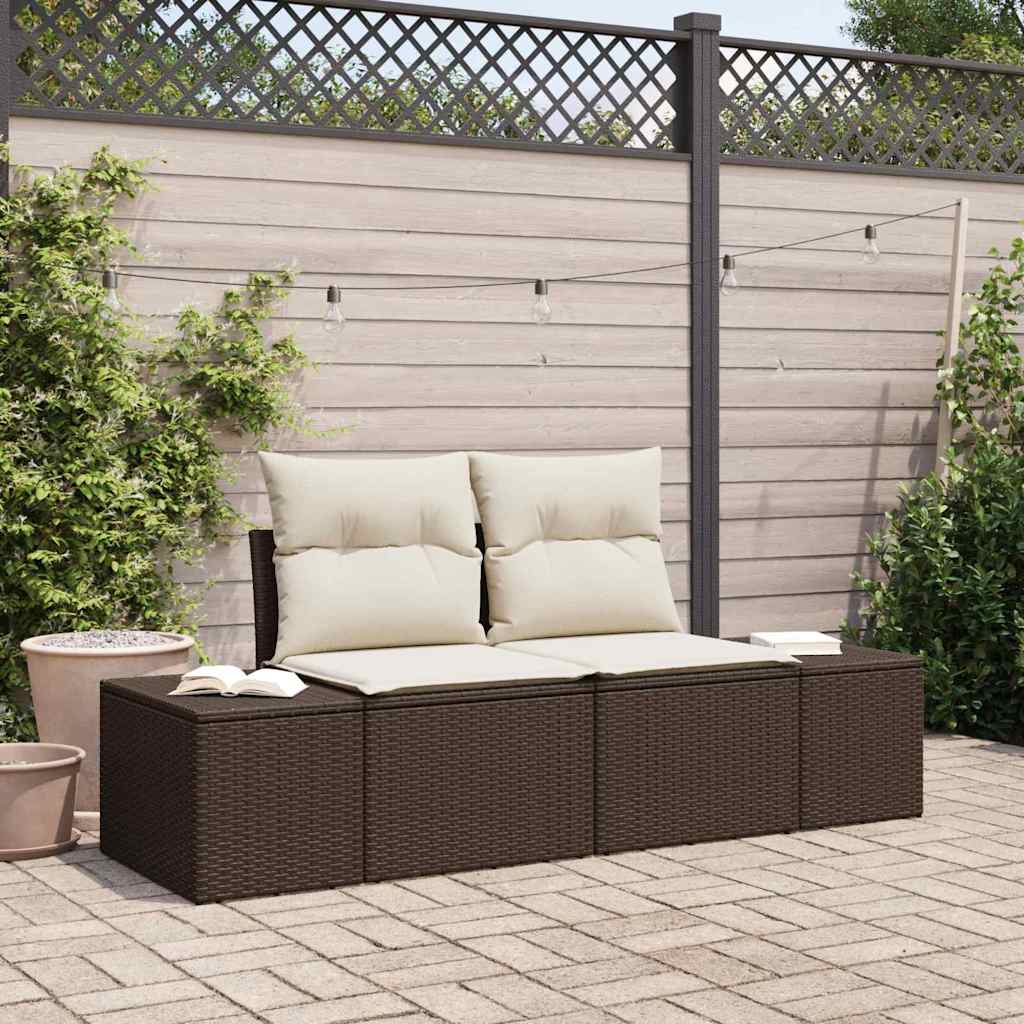 Hagemøbelsofa med pute Brun 123 x 62 x 69cm polyrotting