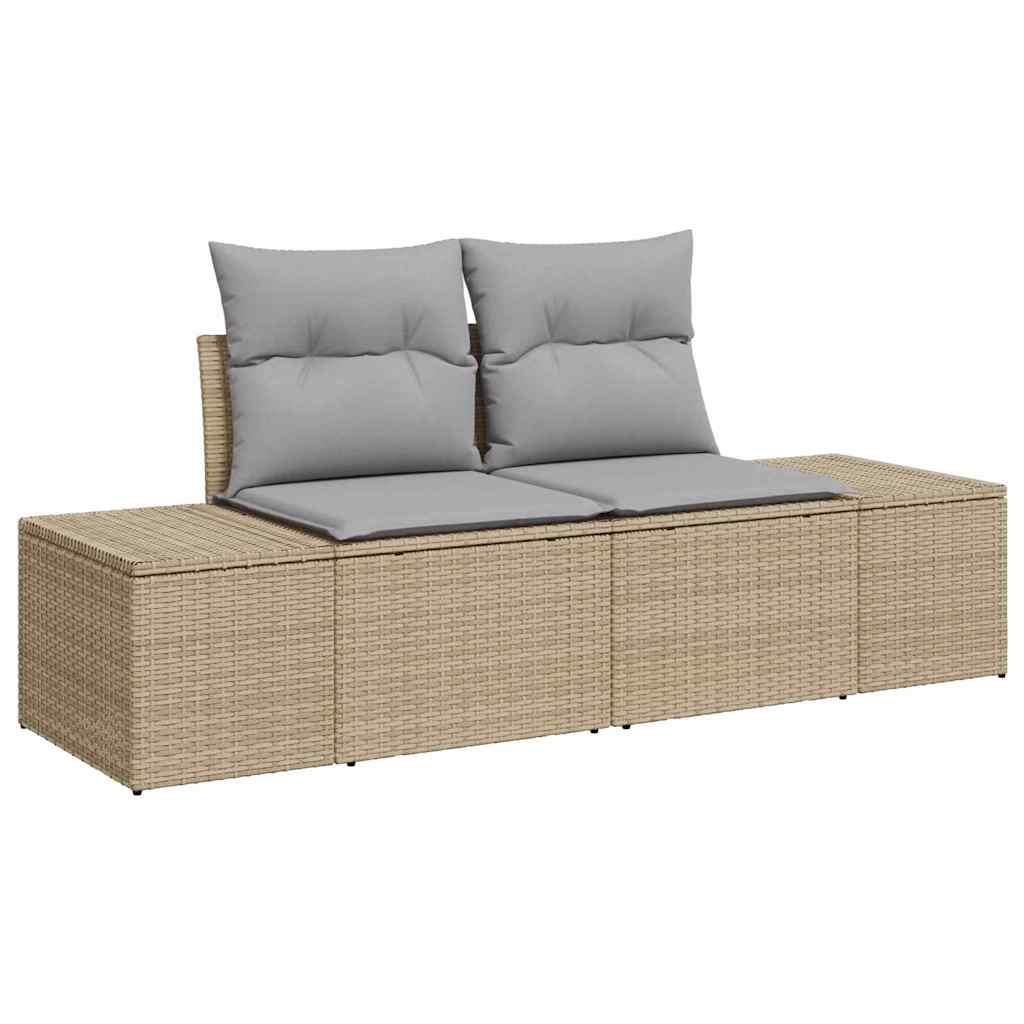 Hagemøbelsofa med pute Beige 123 x 62 x 69cm polyrotting