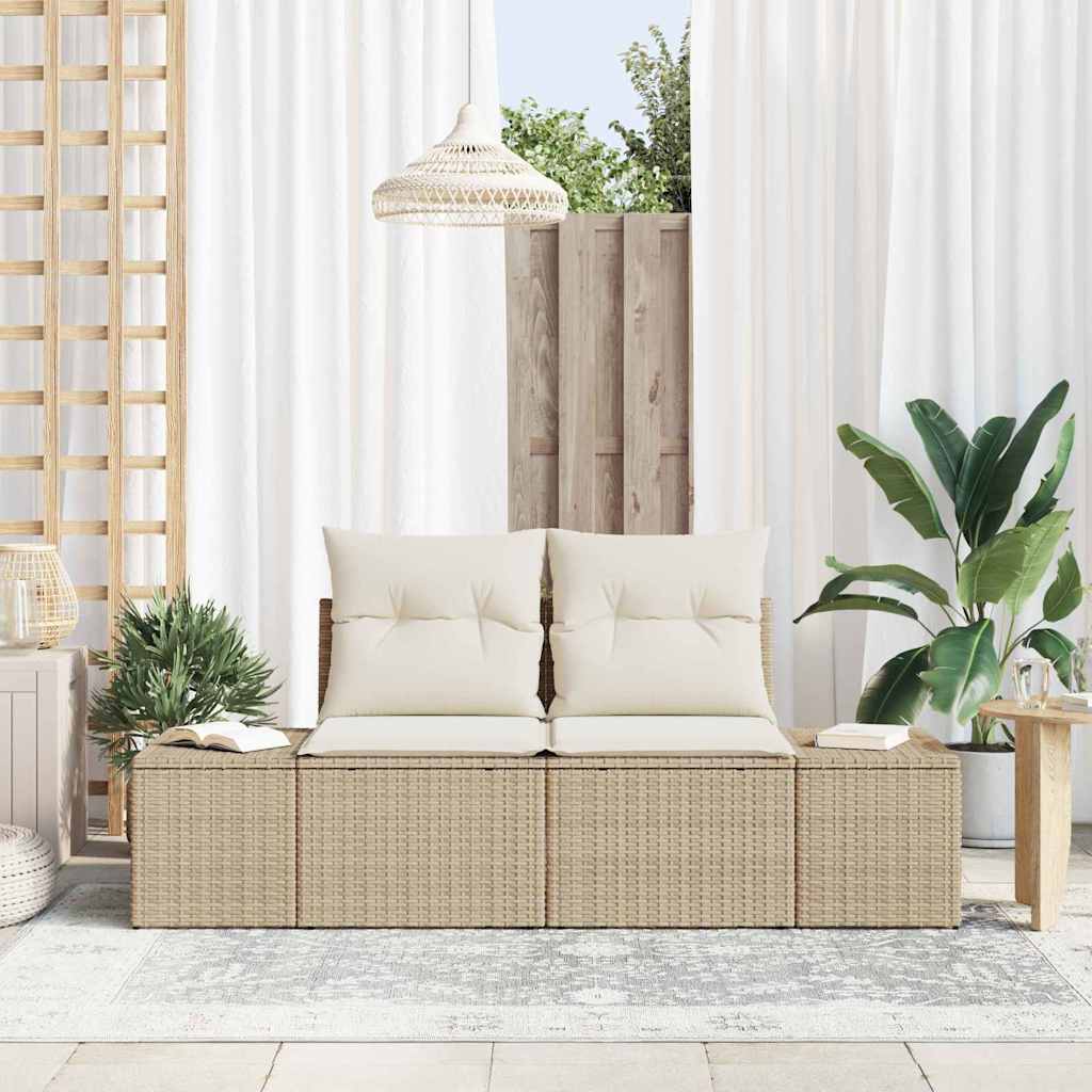 Hagemøbelsofa med pute Beige 123 x 62 x 69cm polyrotting