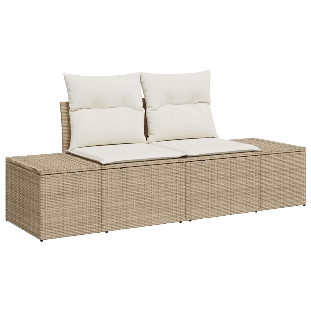 Hagemøbelsofa med pute Beige 123 x 62 x 69cm polyrotting