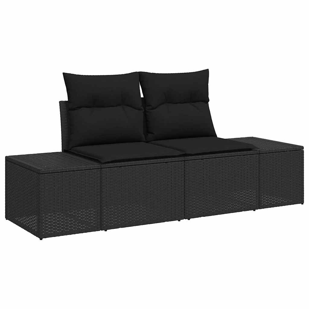Hagemøbelsofa med pute Svart 123 x 62 x 69cm polyrotting