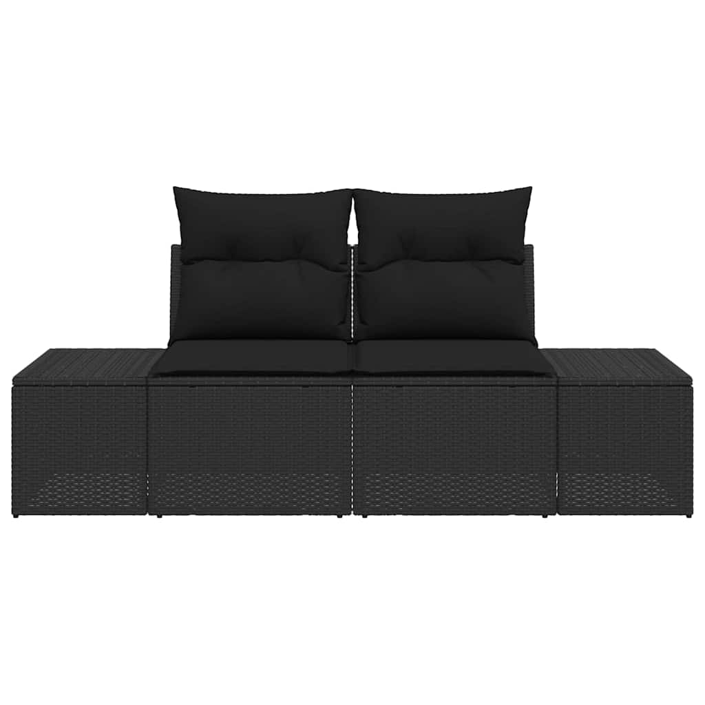 Hagemøbelsofa med pute Svart 123 x 62 x 69cm polyrotting