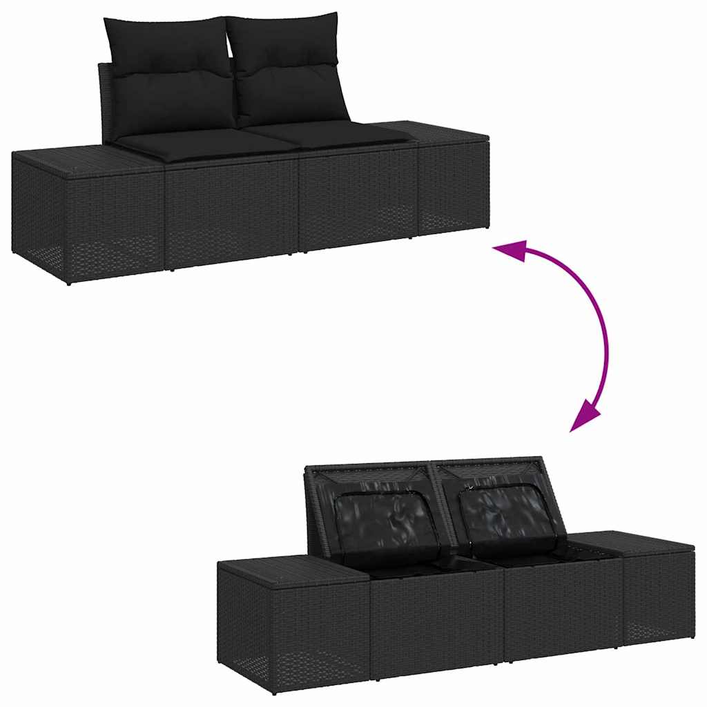 Hagemøbelsofa med pute Svart 123 x 62 x 69cm polyrotting