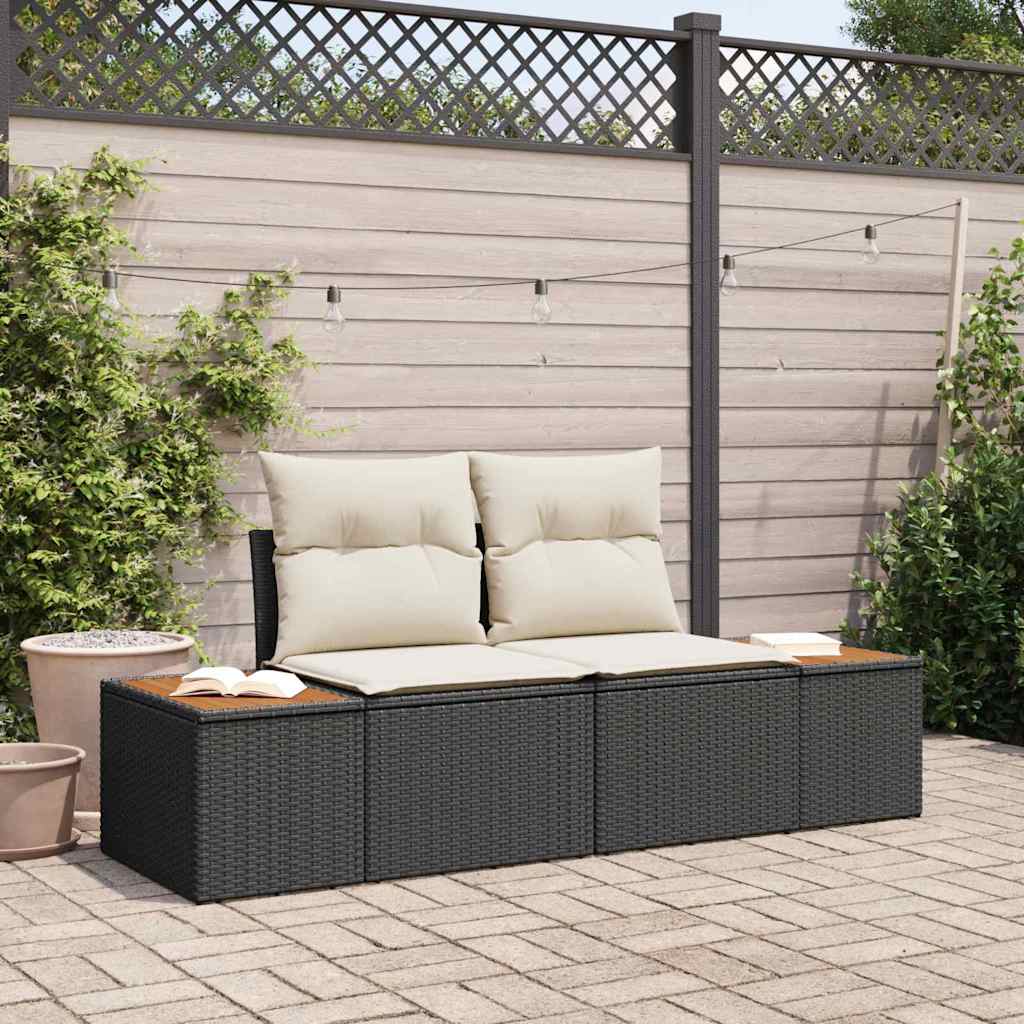 Hagemøbelsofa Svart 184 x 62 x 85cm polyrotting