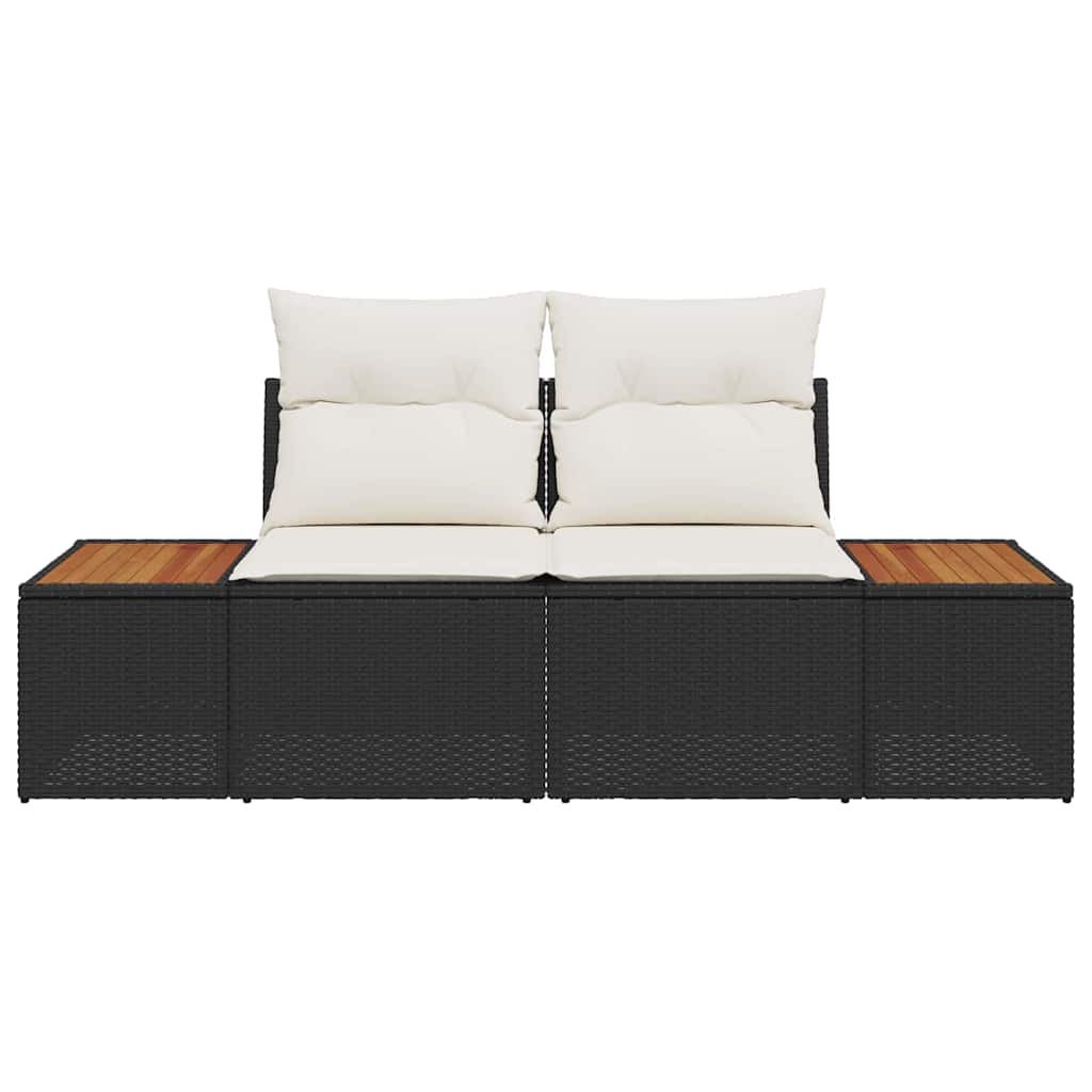 Hagemøbelsofa Svart 184 x 62 x 85cm polyrotting