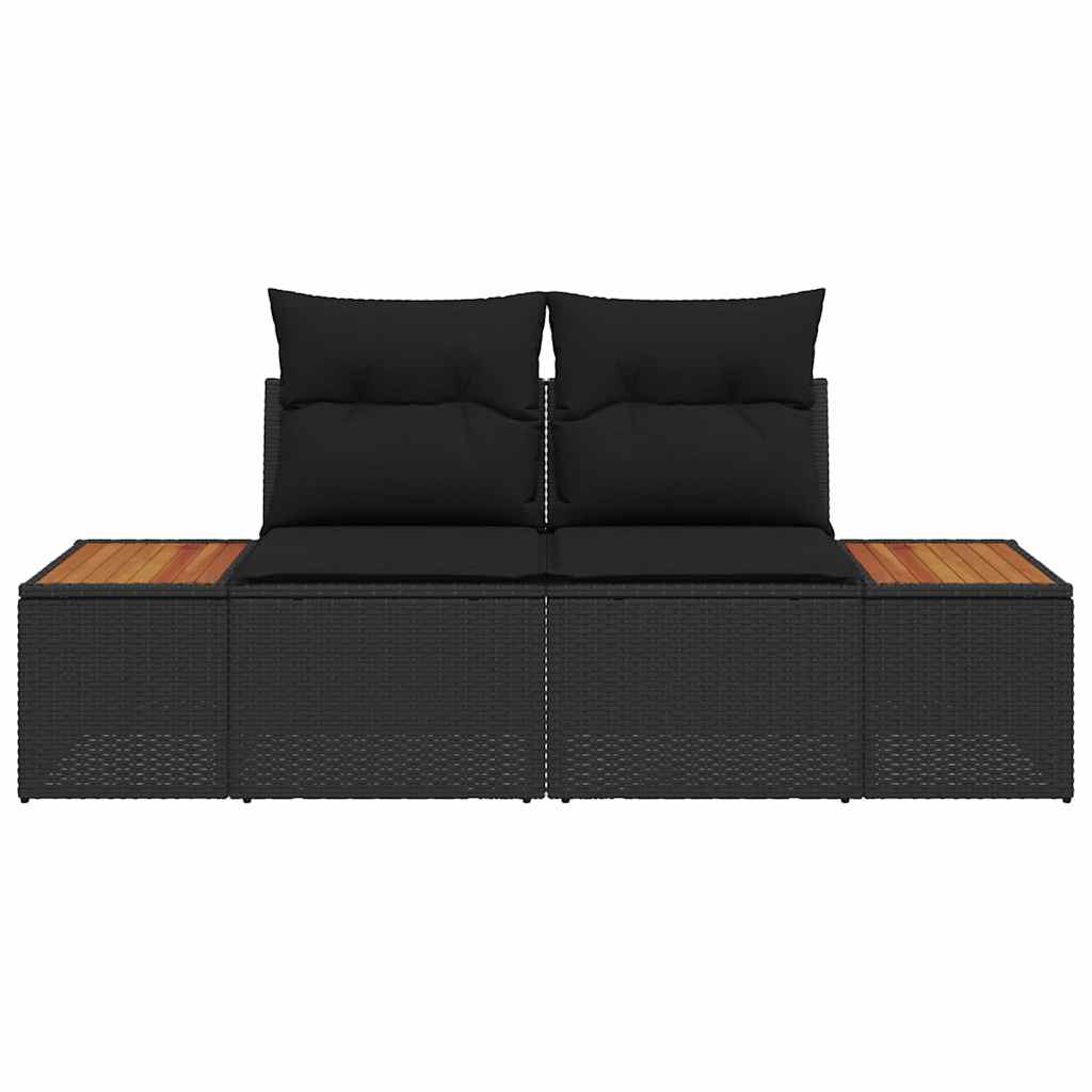 Hagemøbelsofa Svart 184 x 62 x 85cm polyrotting