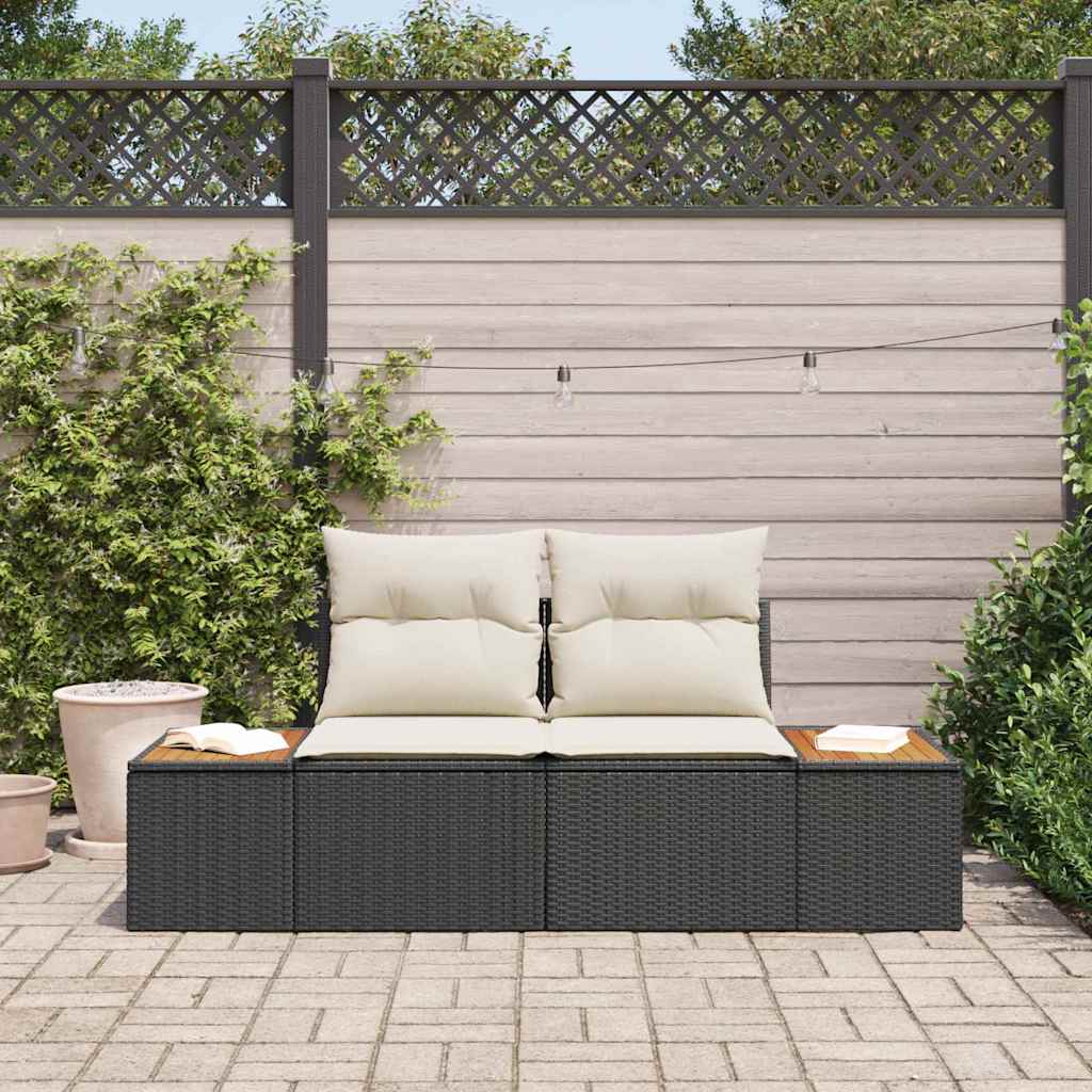 Hagemøbelsofa Svart 184 x 62 x 85cm polyrotting