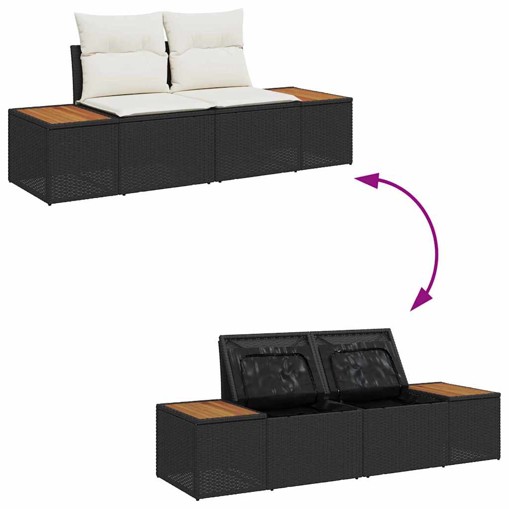 Hagemøbelsofa Svart 184 x 62 x 85cm polyrotting