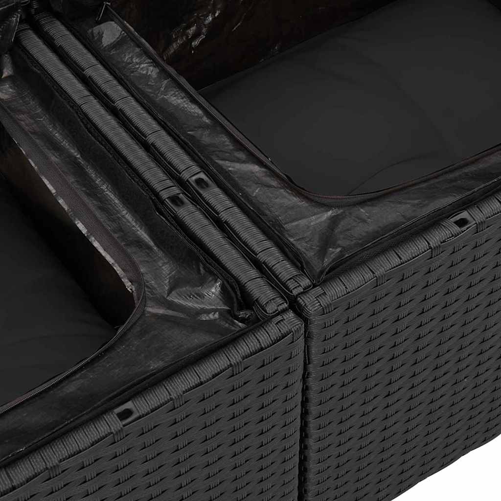 Hagemøbelsofa Svart 184 x 62 x 85cm polyrotting