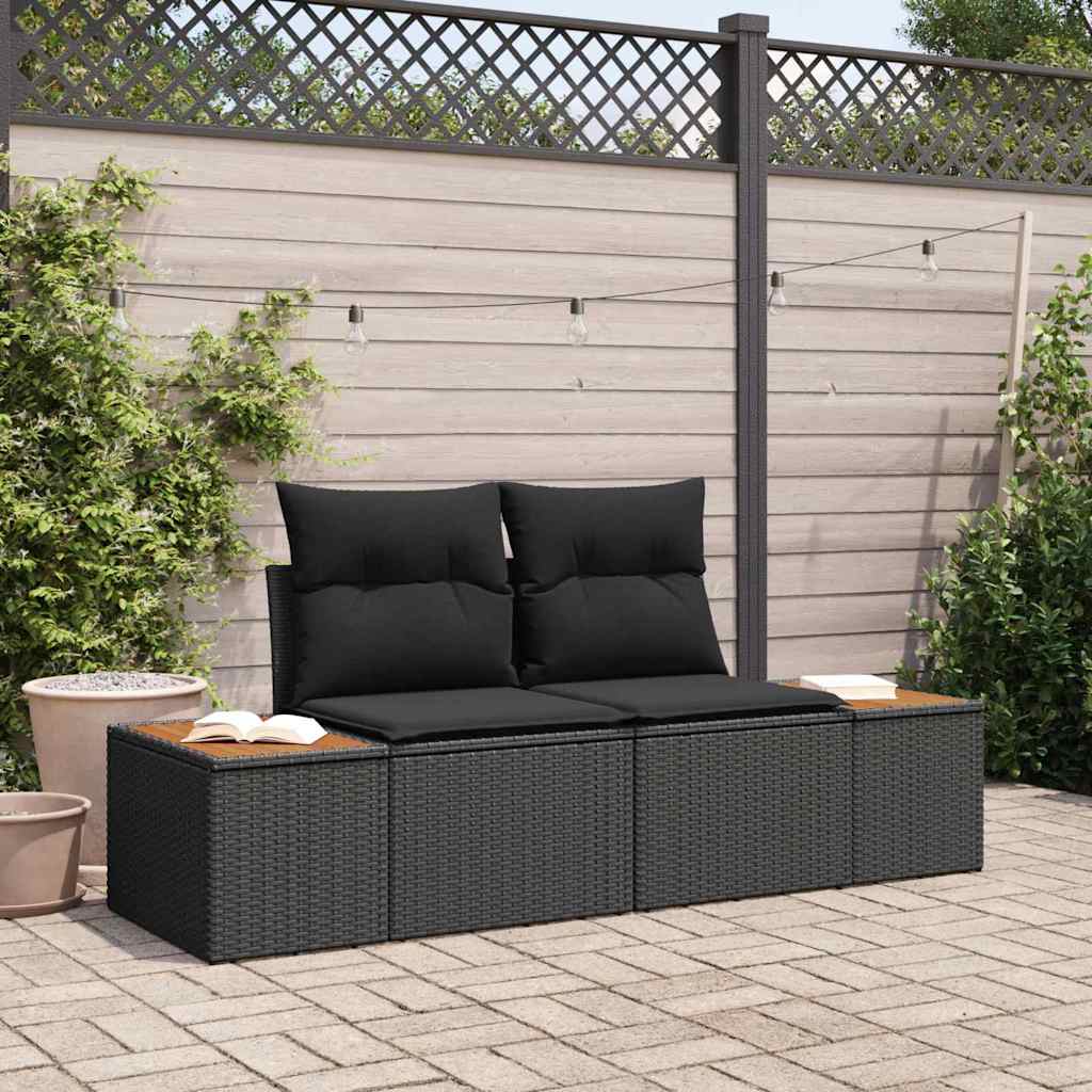 Hagemøbelsofa Svart 184 x 62 x 85cm polyrotting