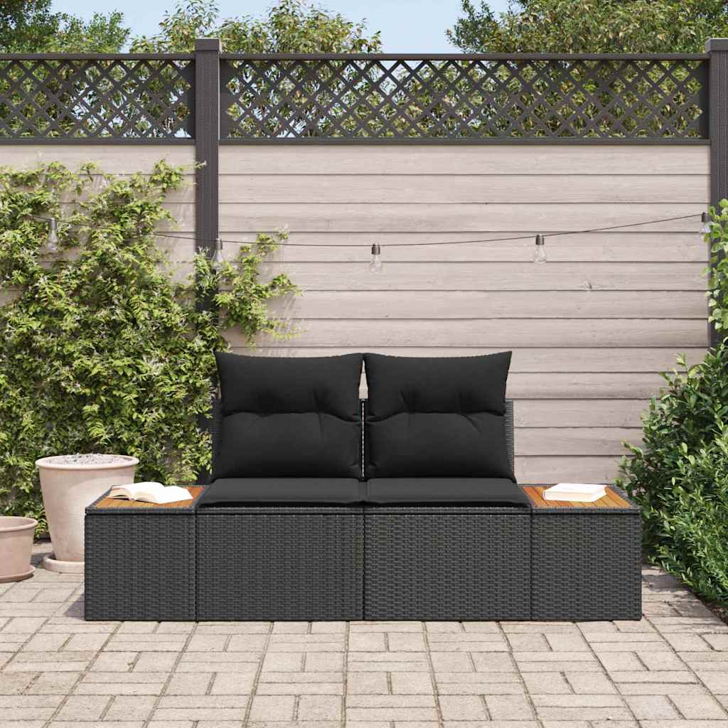 Hagemøbelsofa Svart 184 x 62 x 85cm polyrotting