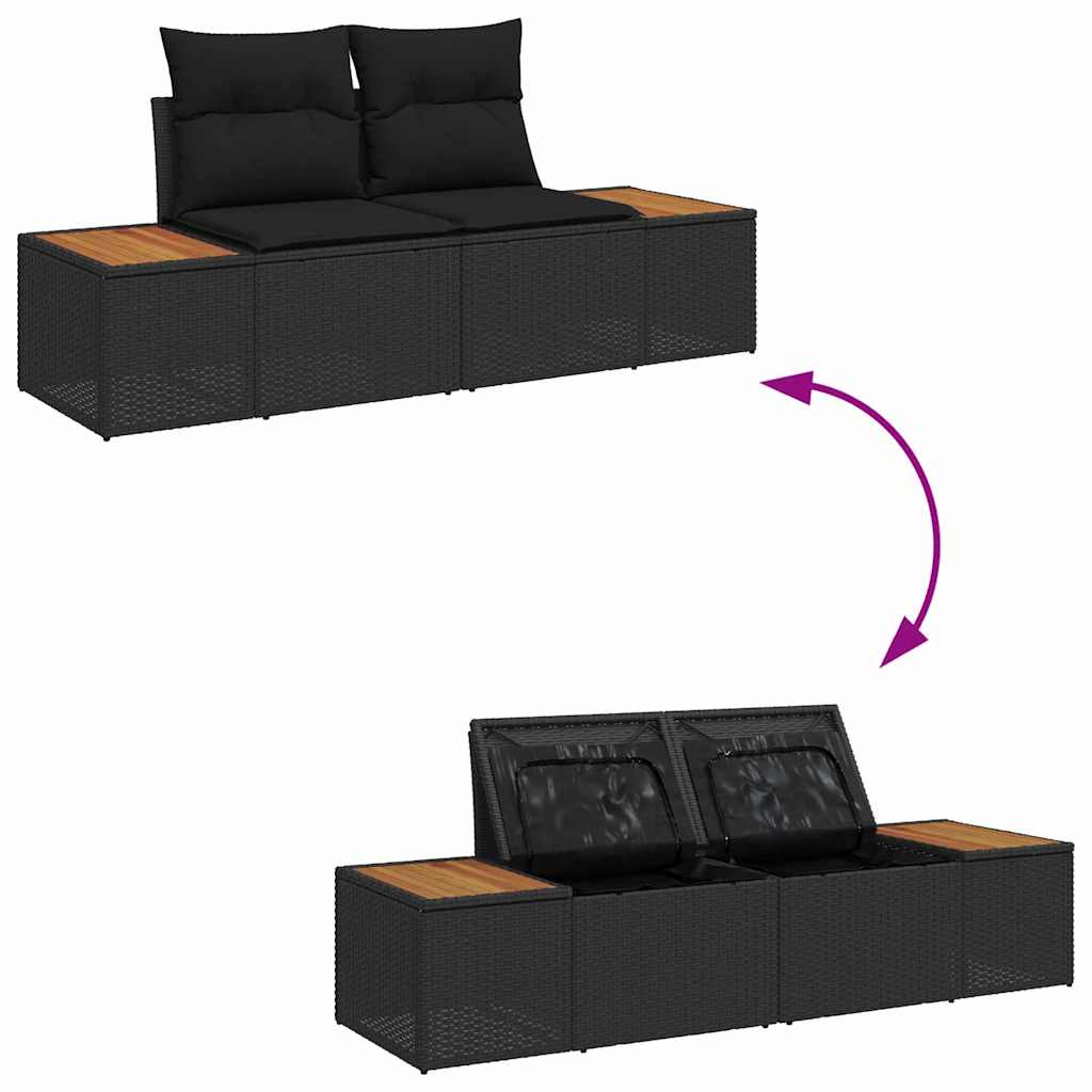 Hagemøbelsofa Svart 184 x 62 x 85cm polyrotting