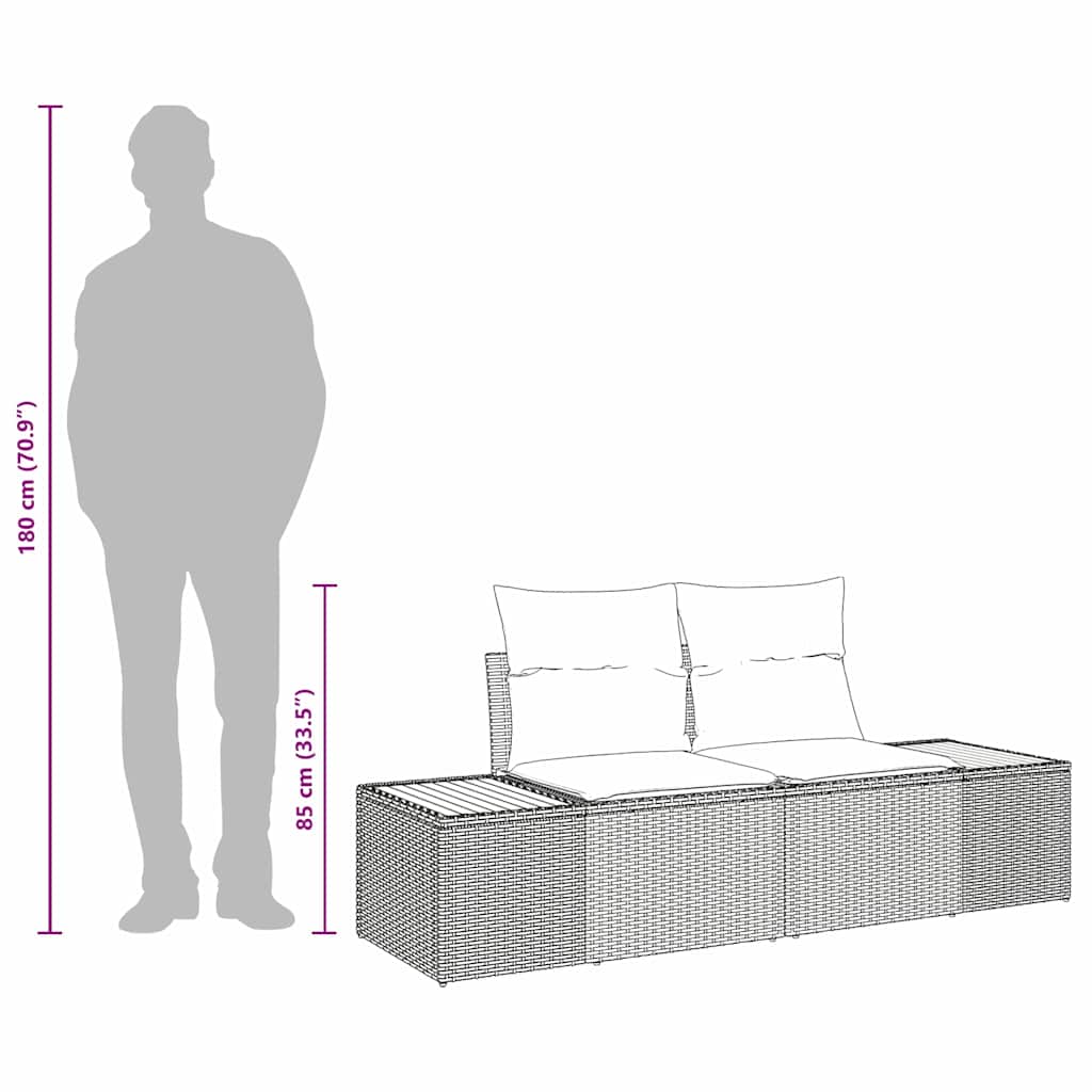 Hagemøbelsofa Grå 184 x 62 x 85cm polyrotting